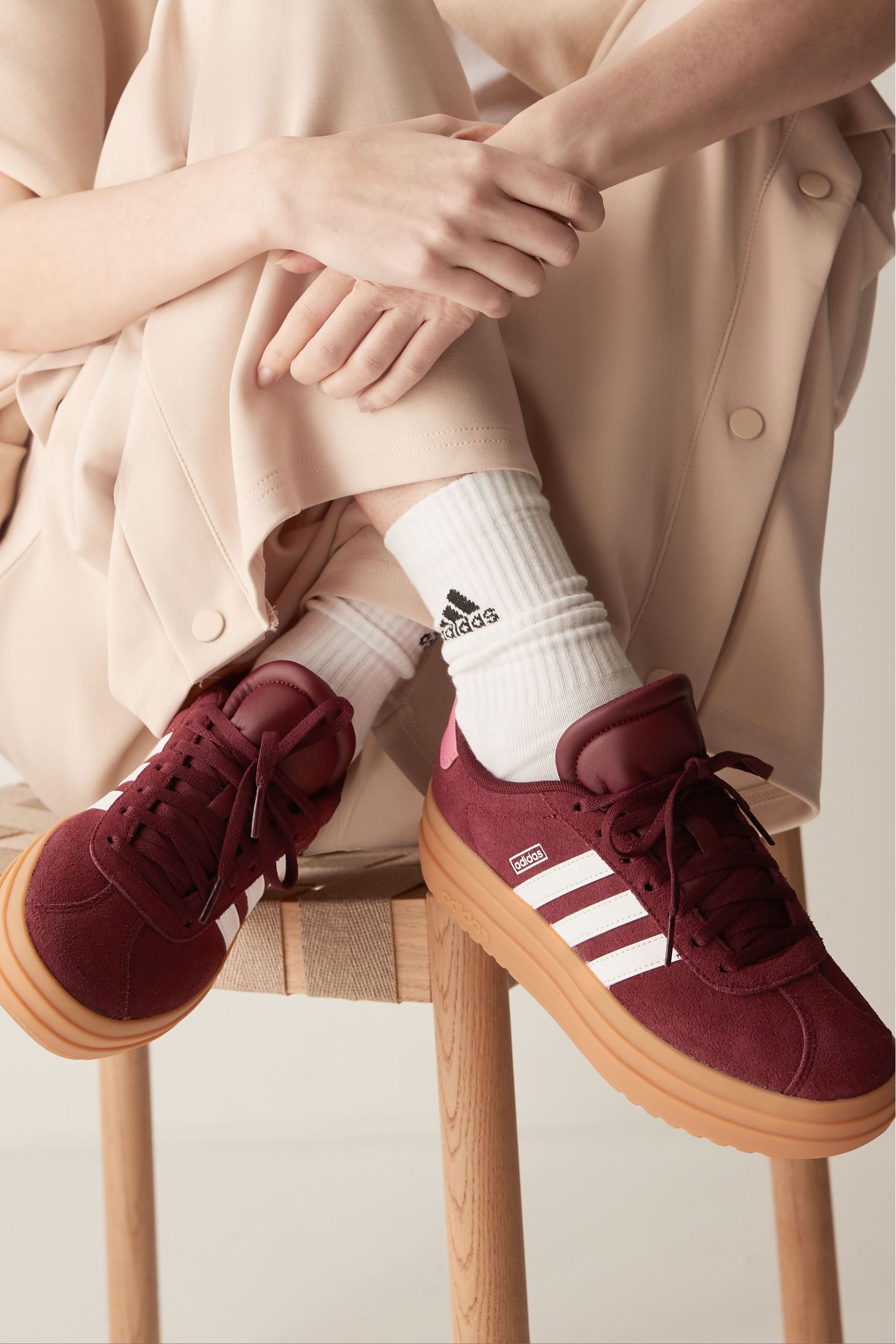 Berry Red adidas Kids VL Court Bold Trainers