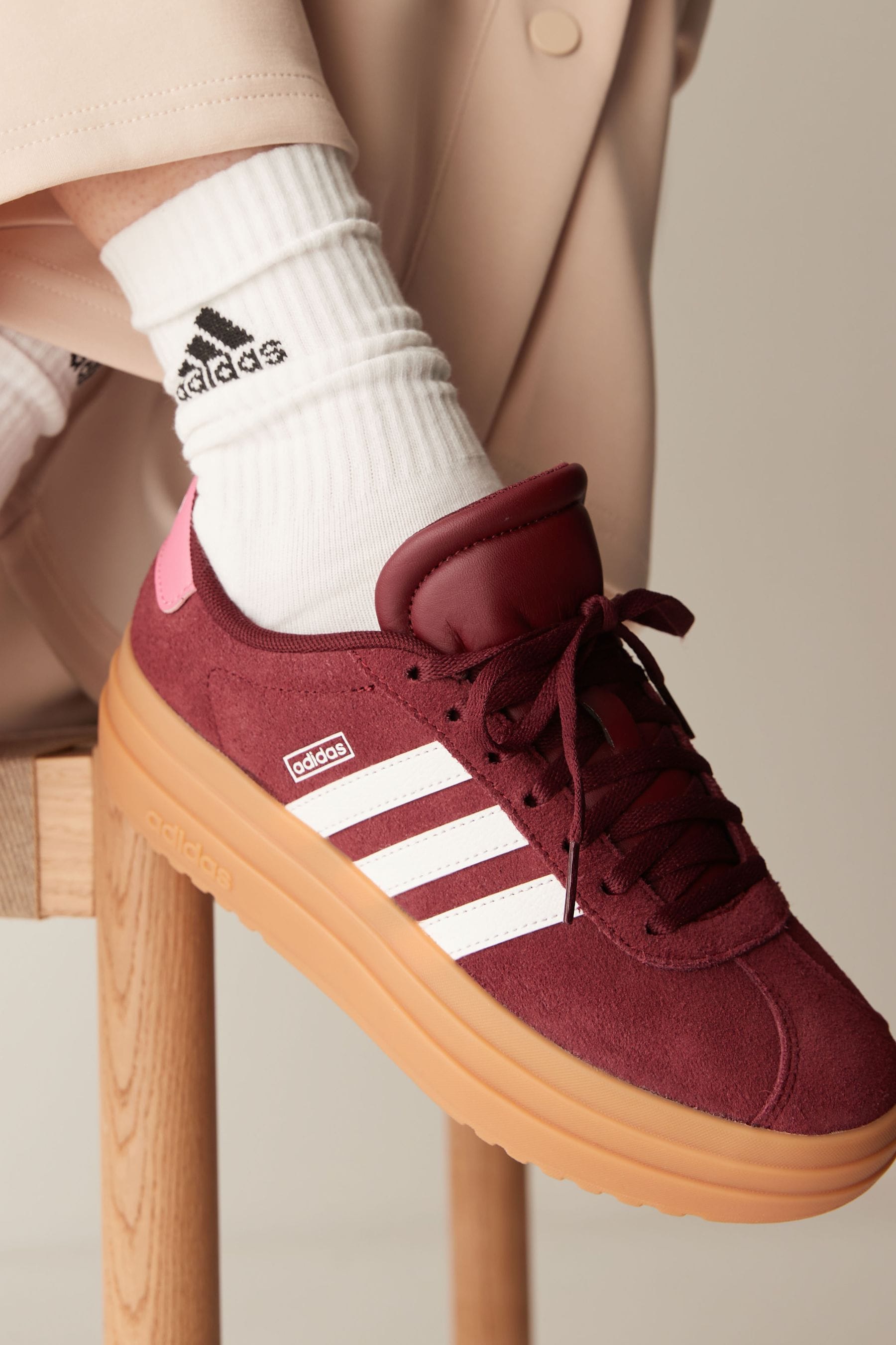 Berry Red adidas Kids VL Court Bold Trainers