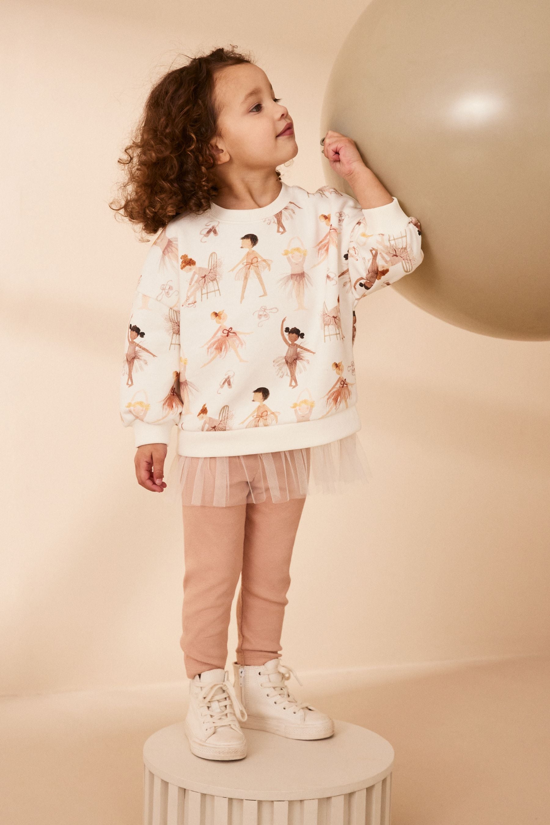 Cream Mesh Hem Sweat and Leggings Set (3mths-7yrs)