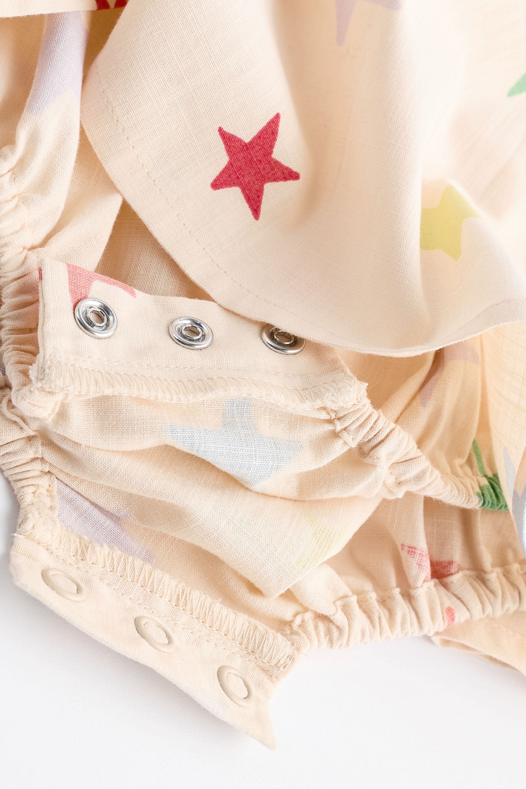 Cream/Multi Star Print Baby Integral Knickers Dress (0mths-2yrs)