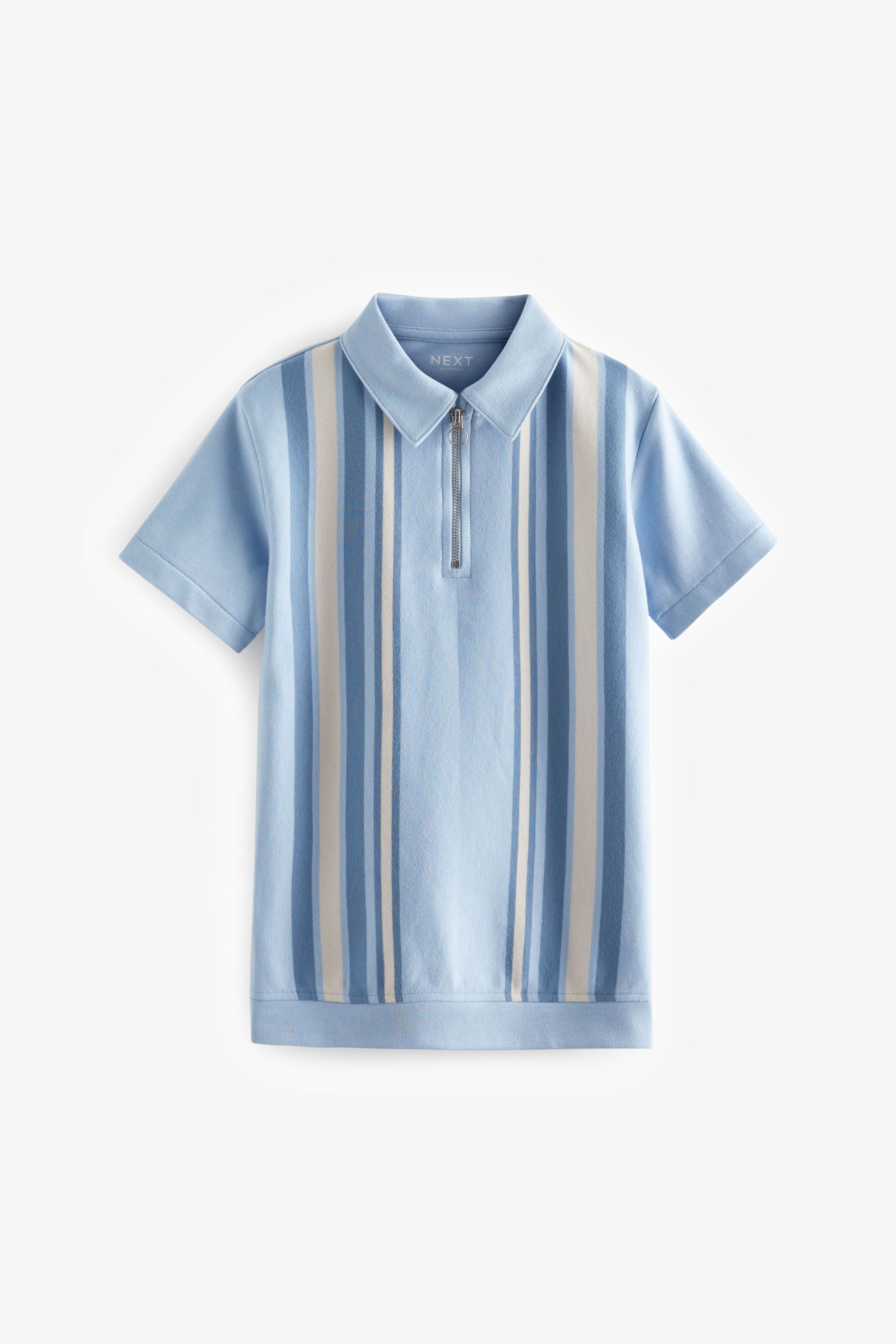 Blue/ Cream Colourblock Short Sleeve Polo Shirt (3-16yrs)