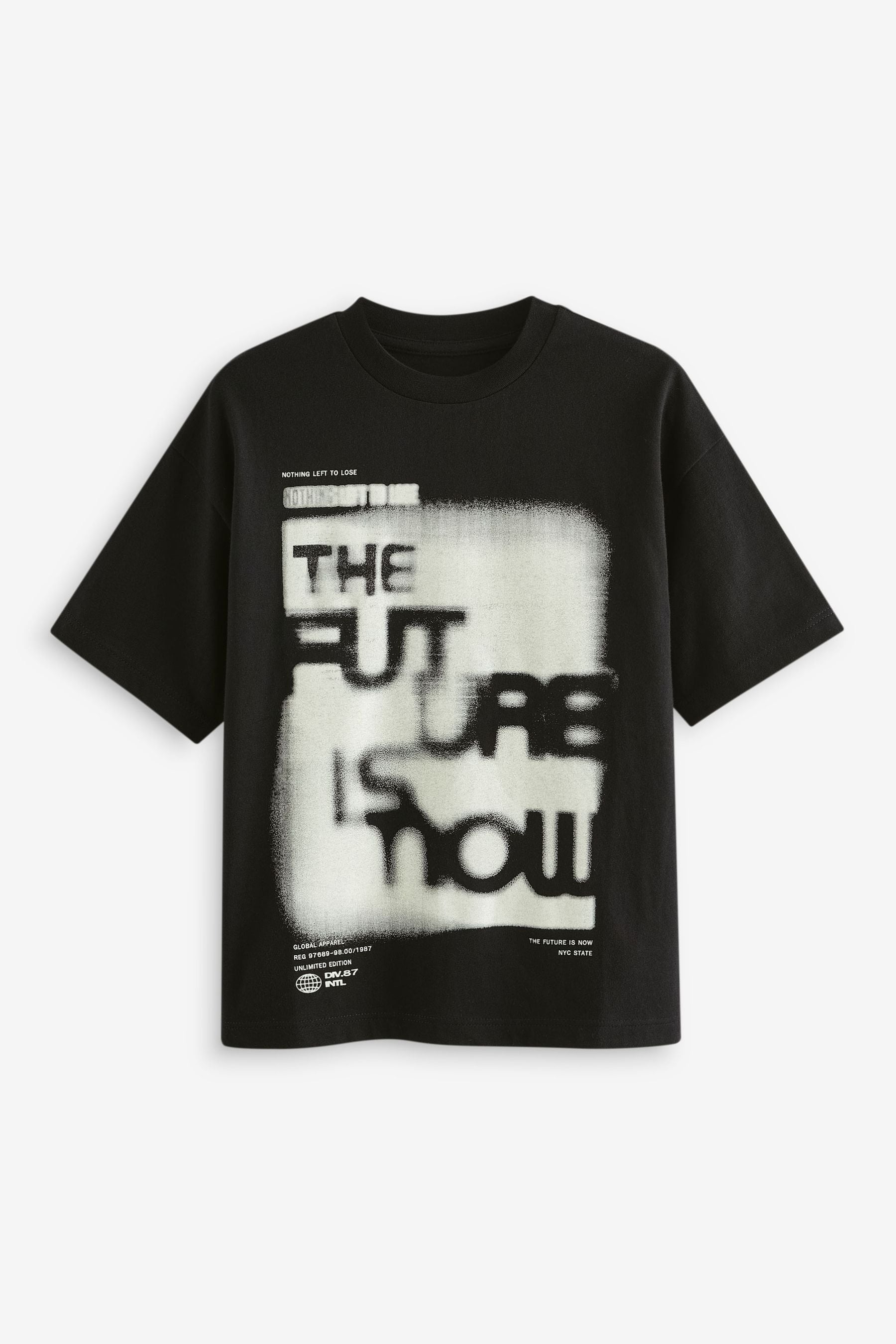 Black Relaxed Fit Short Sleeve Graphic T-Shirt (3-16yrs)