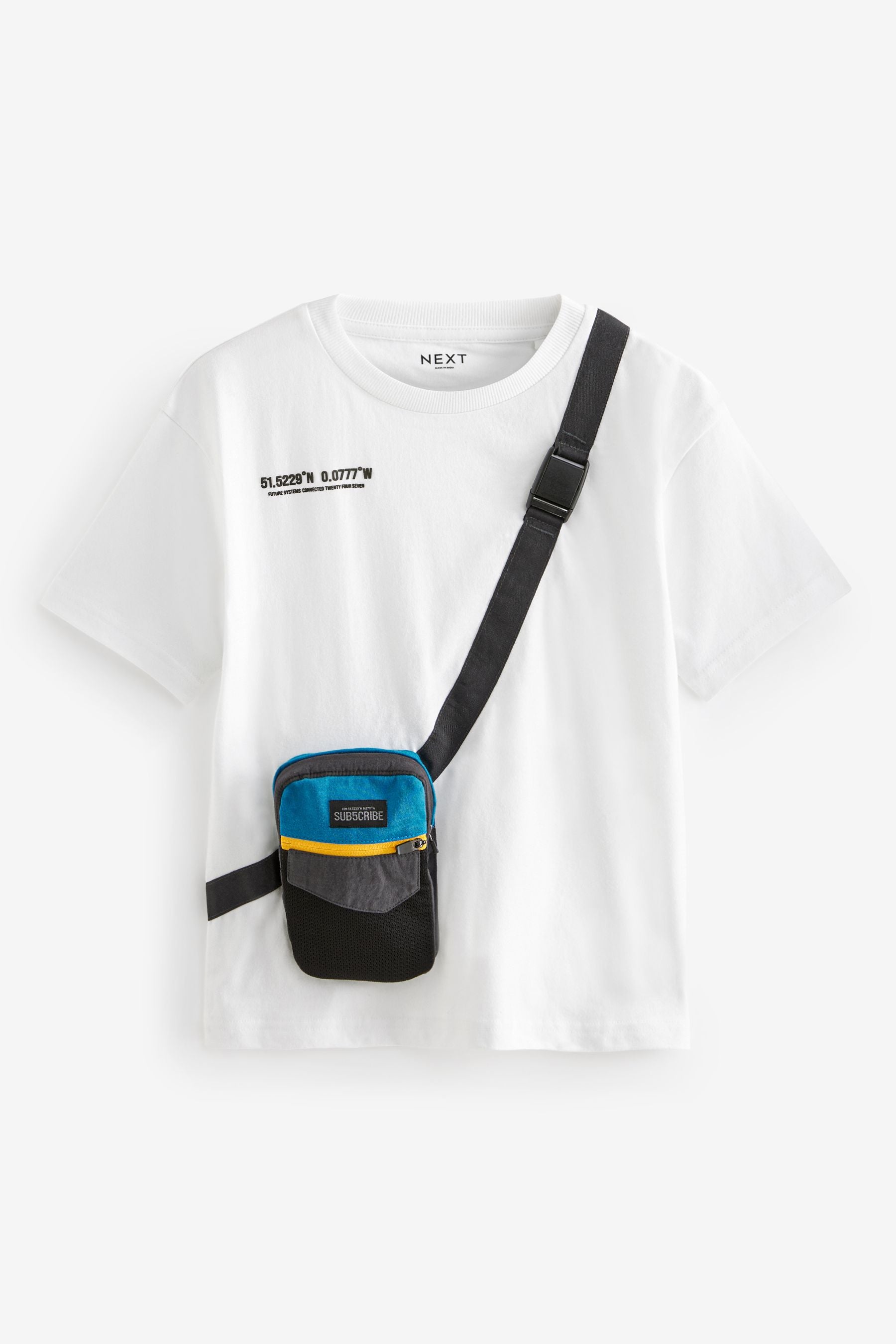 White Phone Bag Pocket Short Sleeve T-Shirt (3-16yrs)