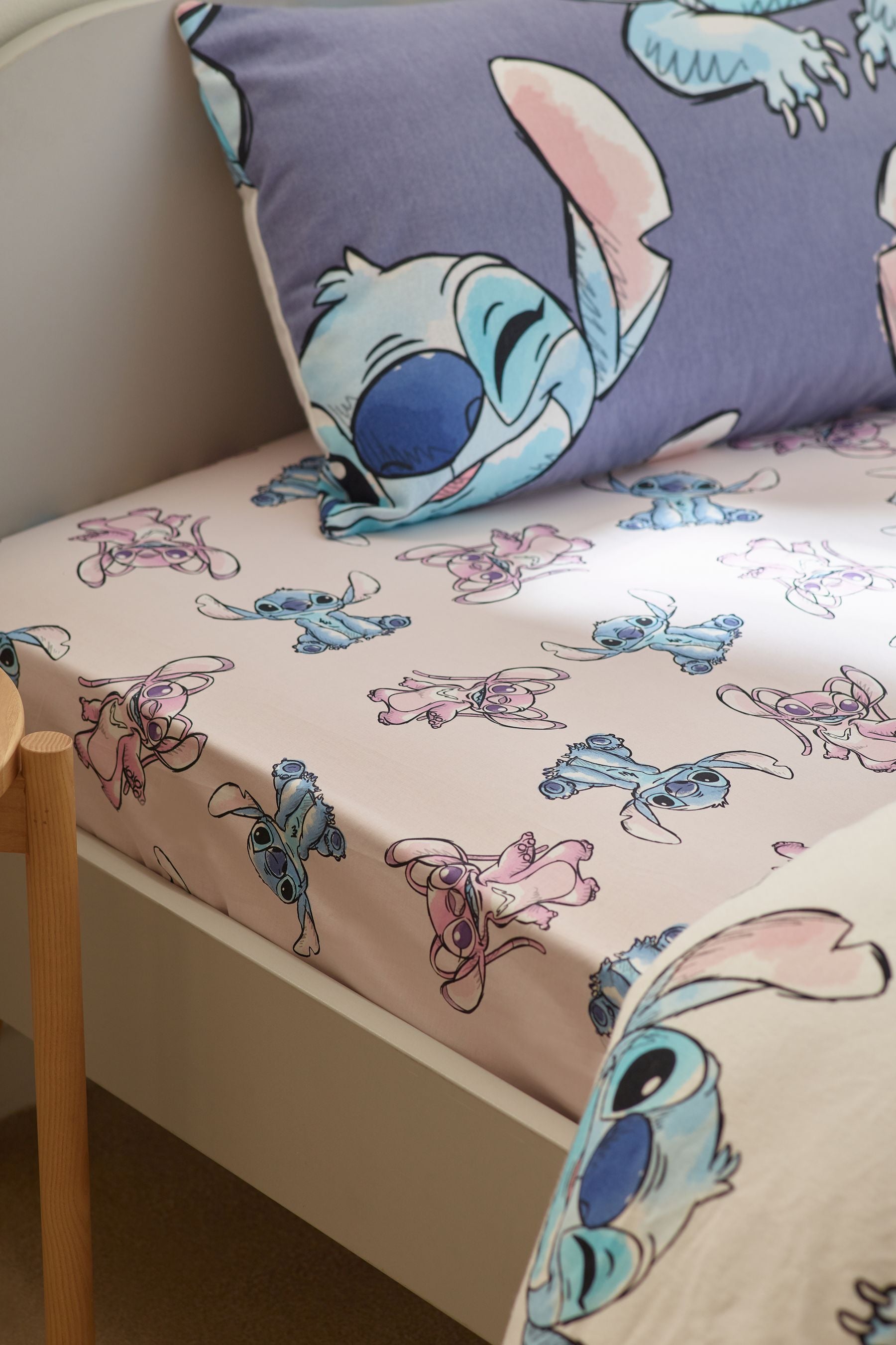 Pink Disney Lilo & Stitch 100% Cotton Fitted Sheet