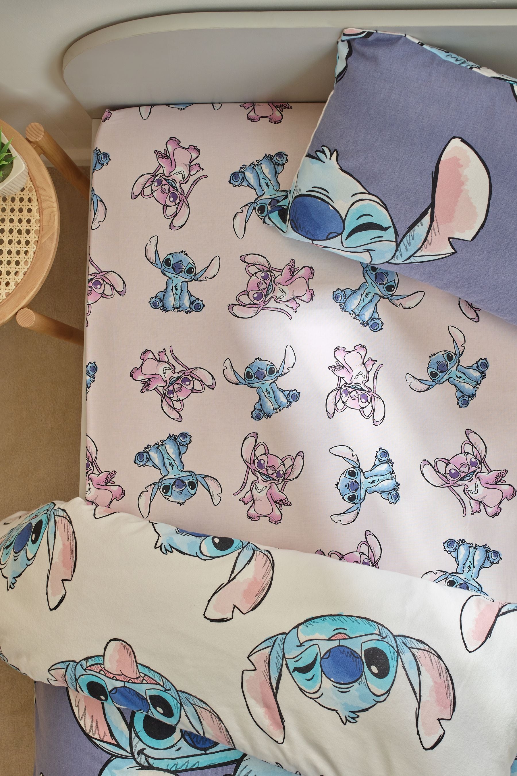 Pink Disney Lilo & Stitch 100% Cotton Fitted Sheet