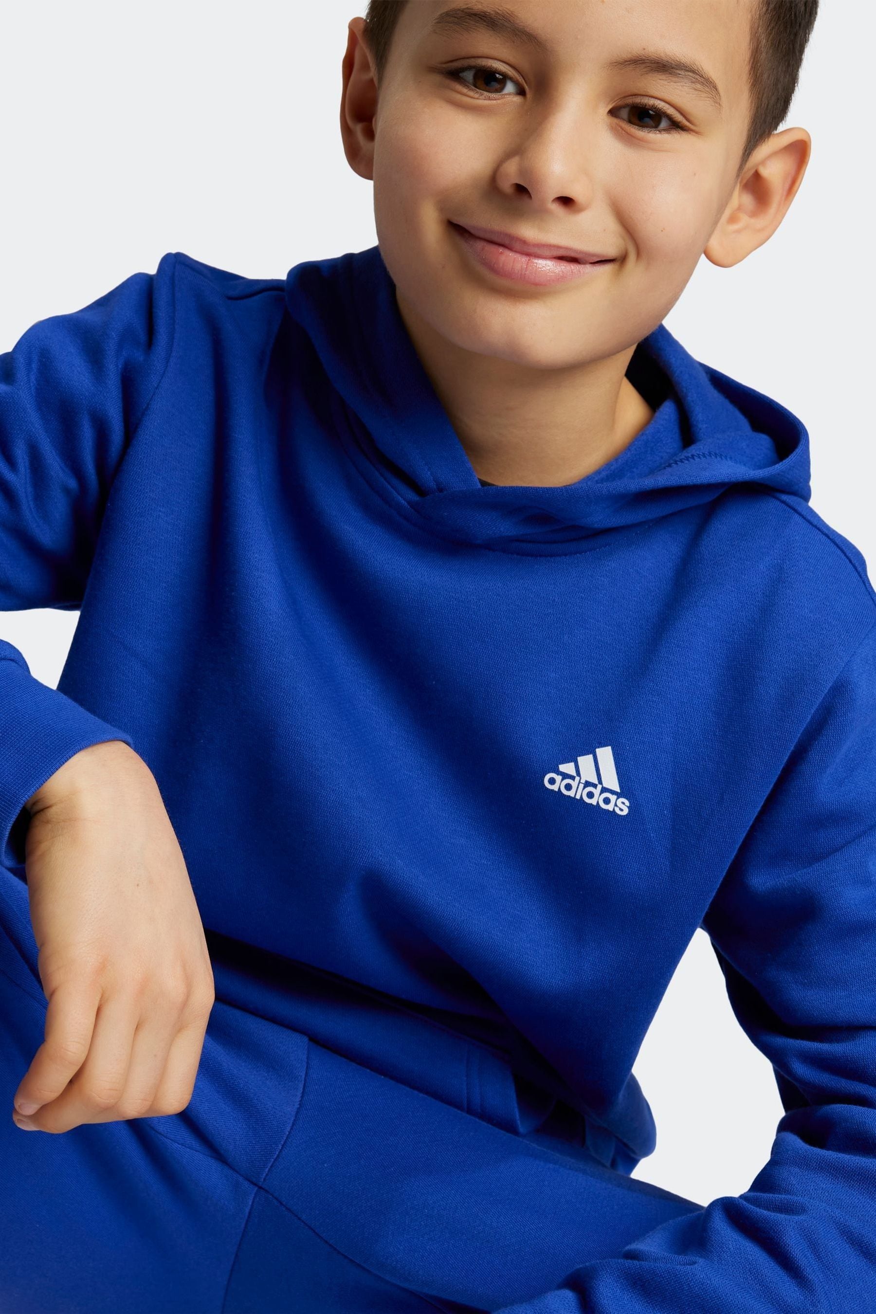 adidas Blue Kids Essentials Small Logo Feel Cozy Fleece Hoodie