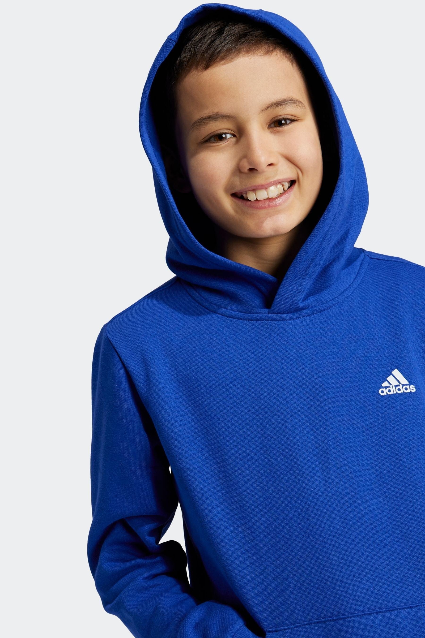 adidas Blue Kids Essentials Small Logo Feel Cozy Fleece Hoodie