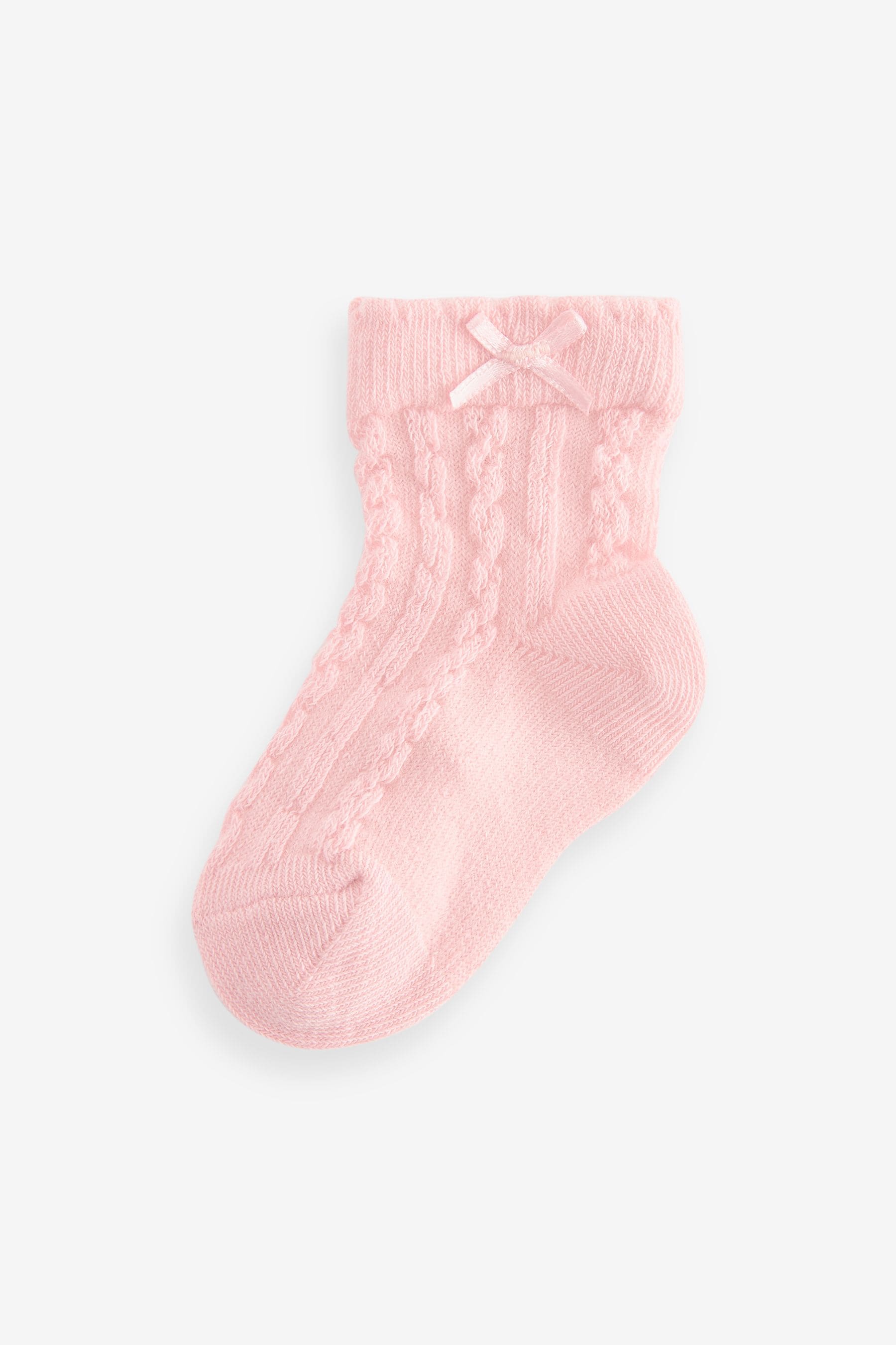 Pink Baby Cable Socks 7 Pack (0mths-2yrs)