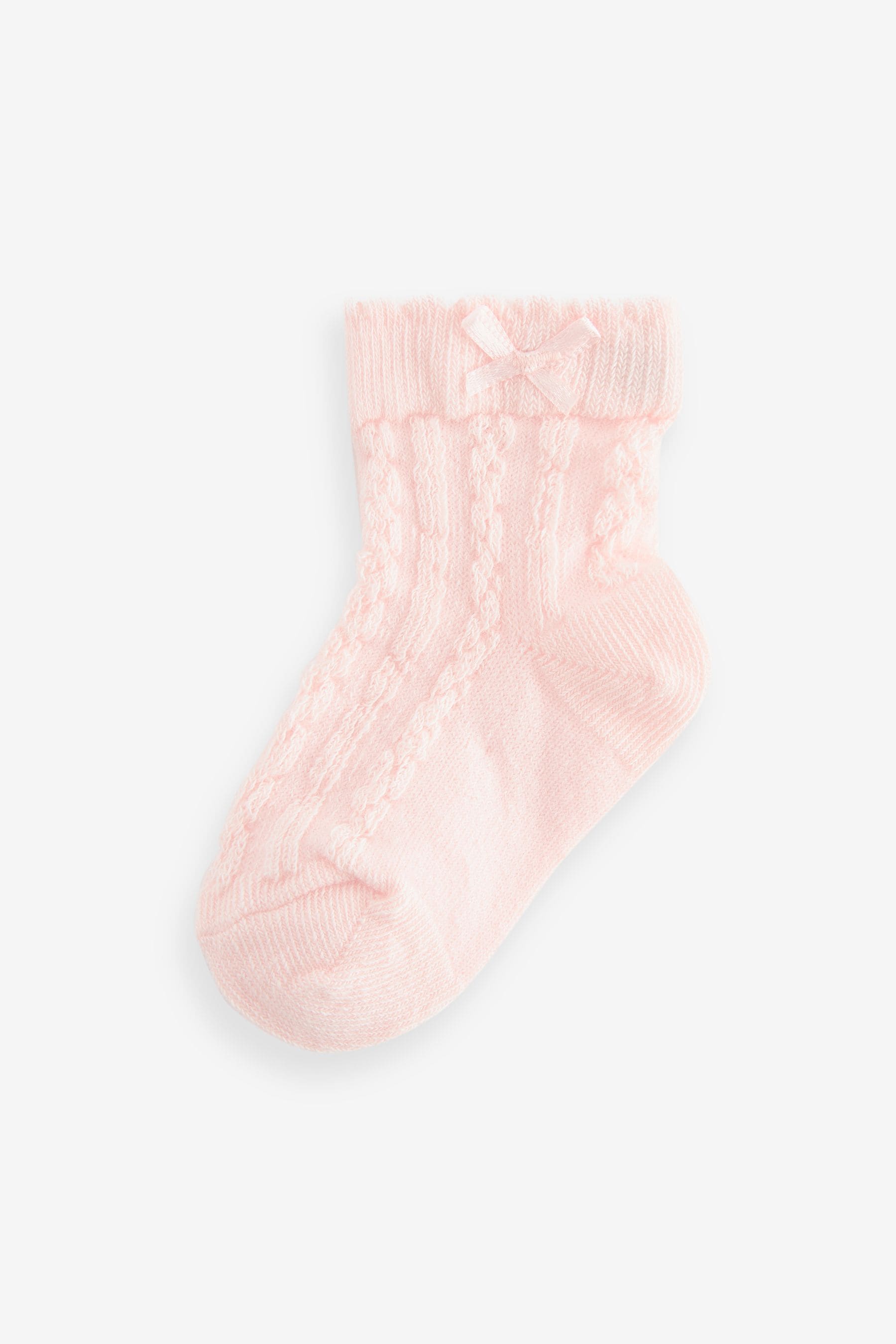 Pink Baby Cable Socks 7 Pack (0mths-2yrs)