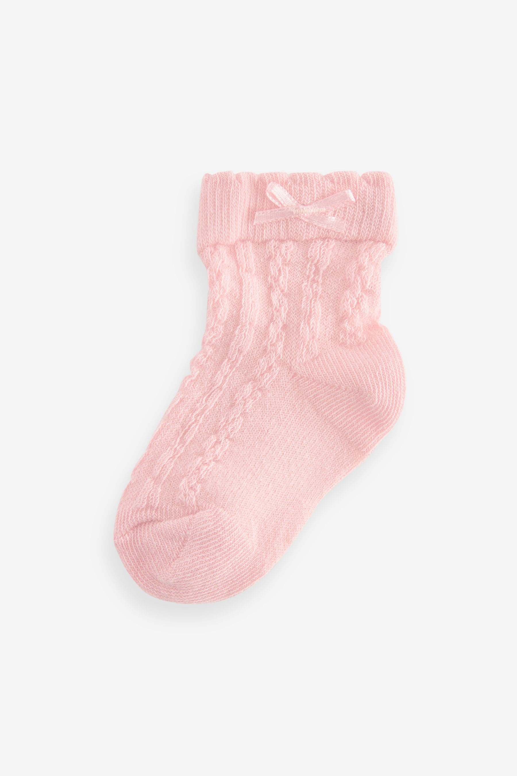 Pink Baby Cable Socks 7 Pack (0mths-2yrs)