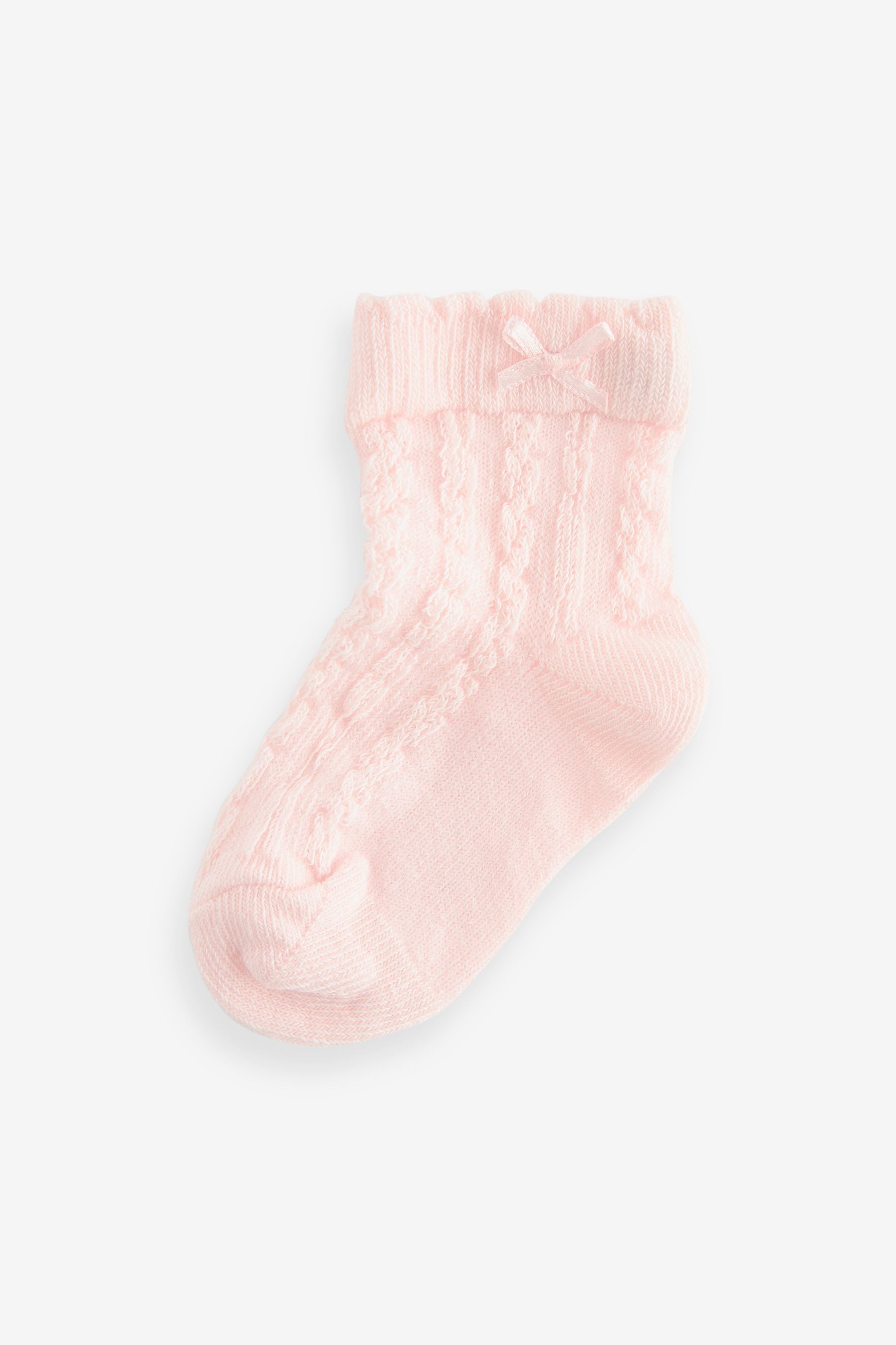 Pink Baby Cable Socks 7 Pack (0mths-2yrs)