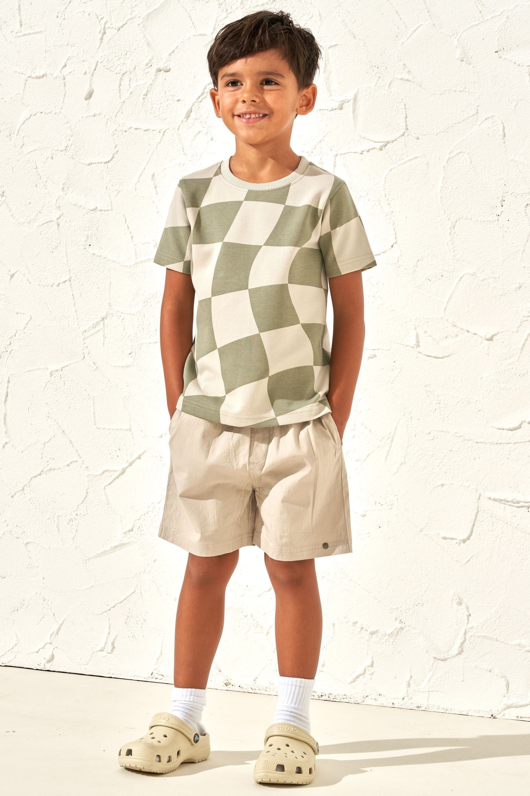 Stone Natural Angel & Rocket Luca Checkerboard T-Shirt