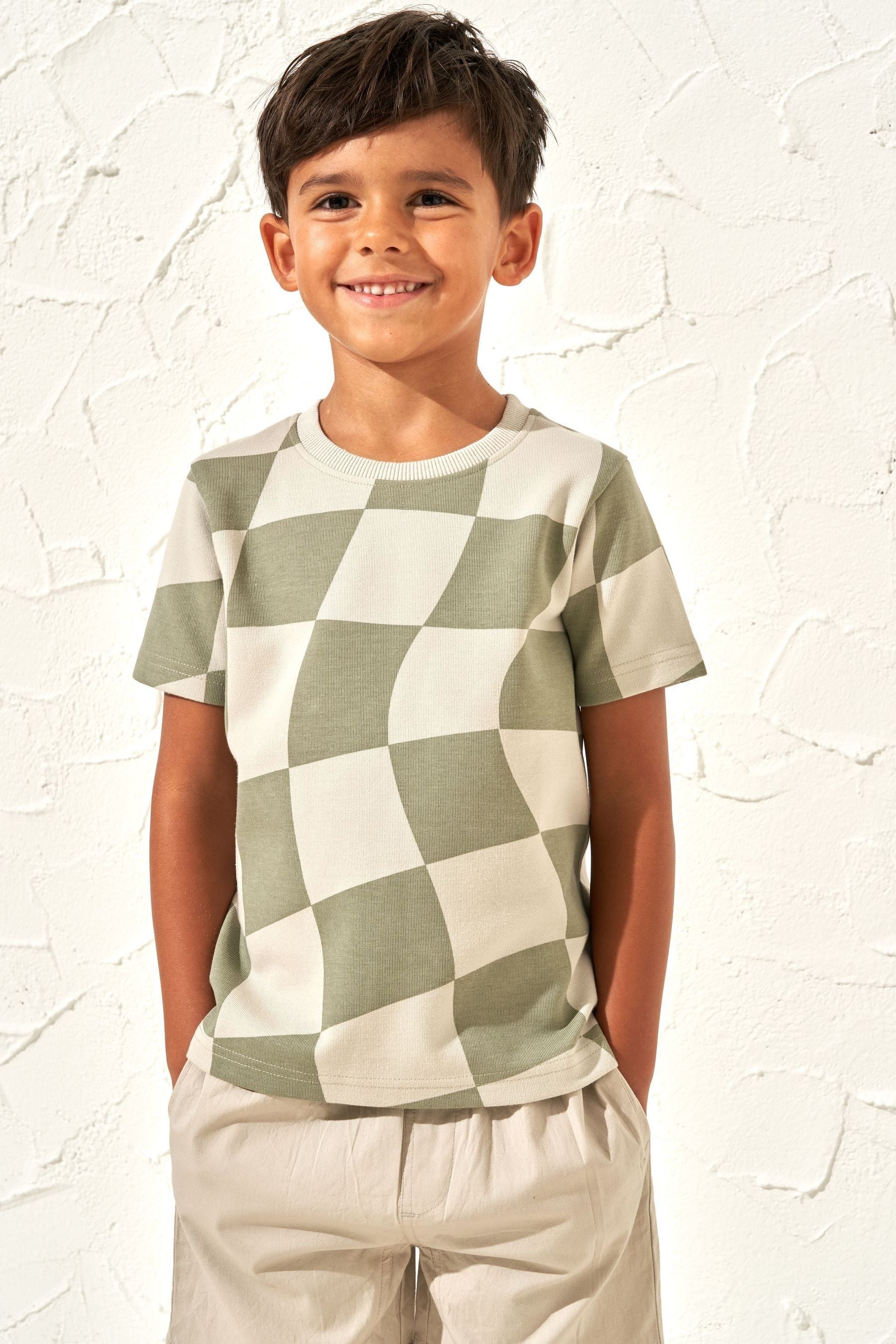 Angel & Rocket Stone Natural Luca Checkerboard T-Shirt