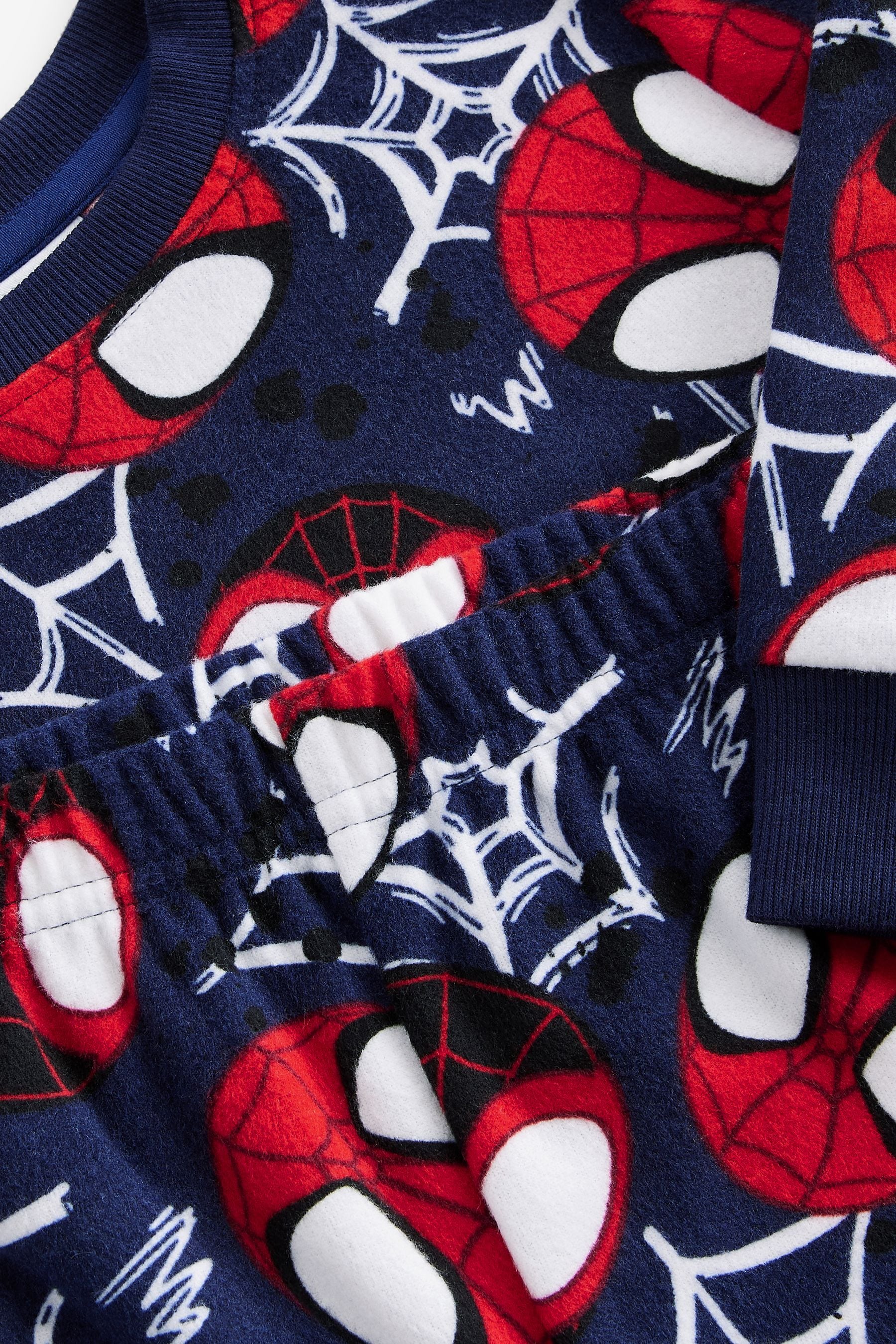 Red/Navy Spiderman Single Soft Touch Fleece with Elastane (12mths-10yrs)