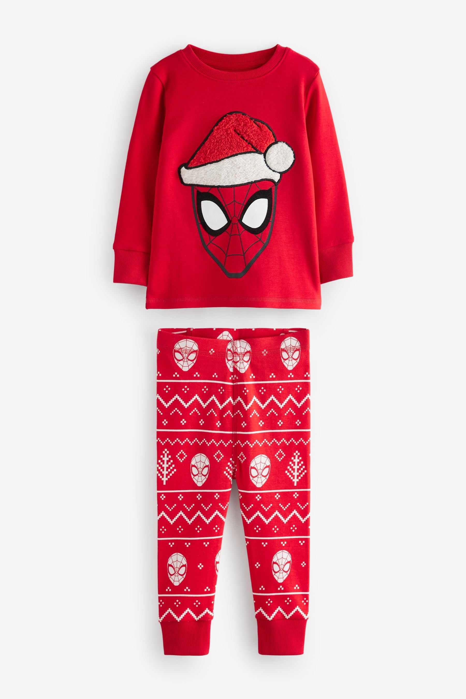 Red Christmas Spiderman 100% Cotton Single Snuggle Pyjamas (12mths-10yrs)