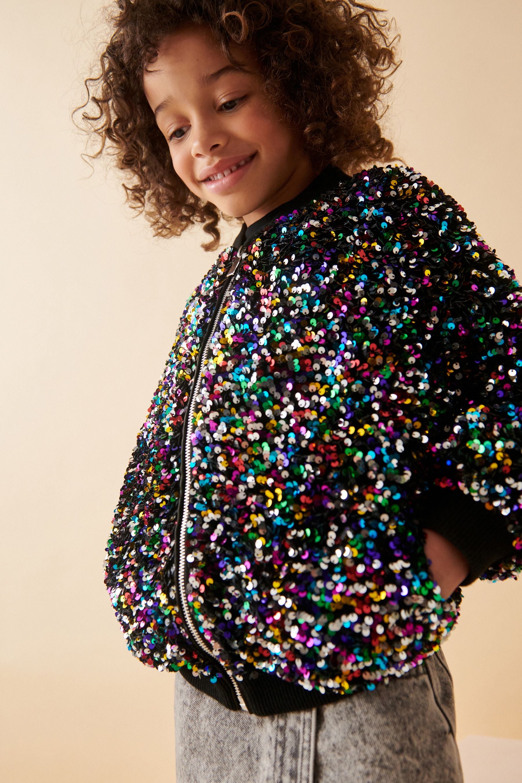 Multi Sequin Bomber Jacket (3-16yrs)