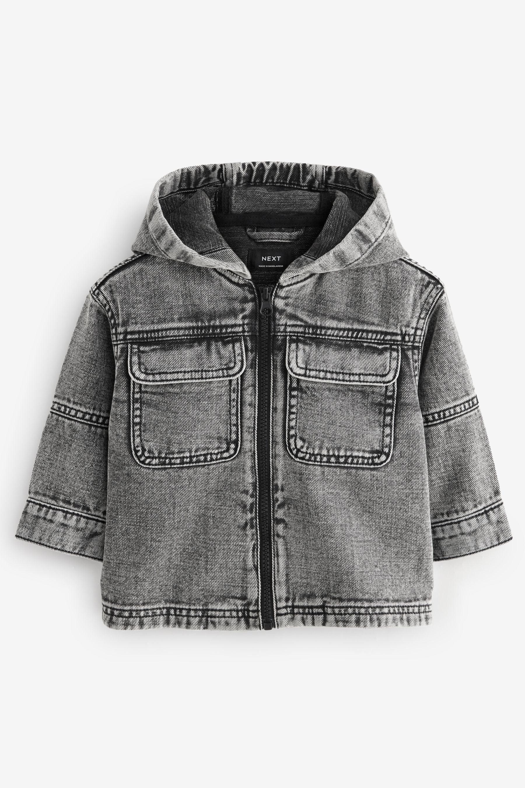 Grey 100% Cotton Denim Shacket (3mths-7yrs)