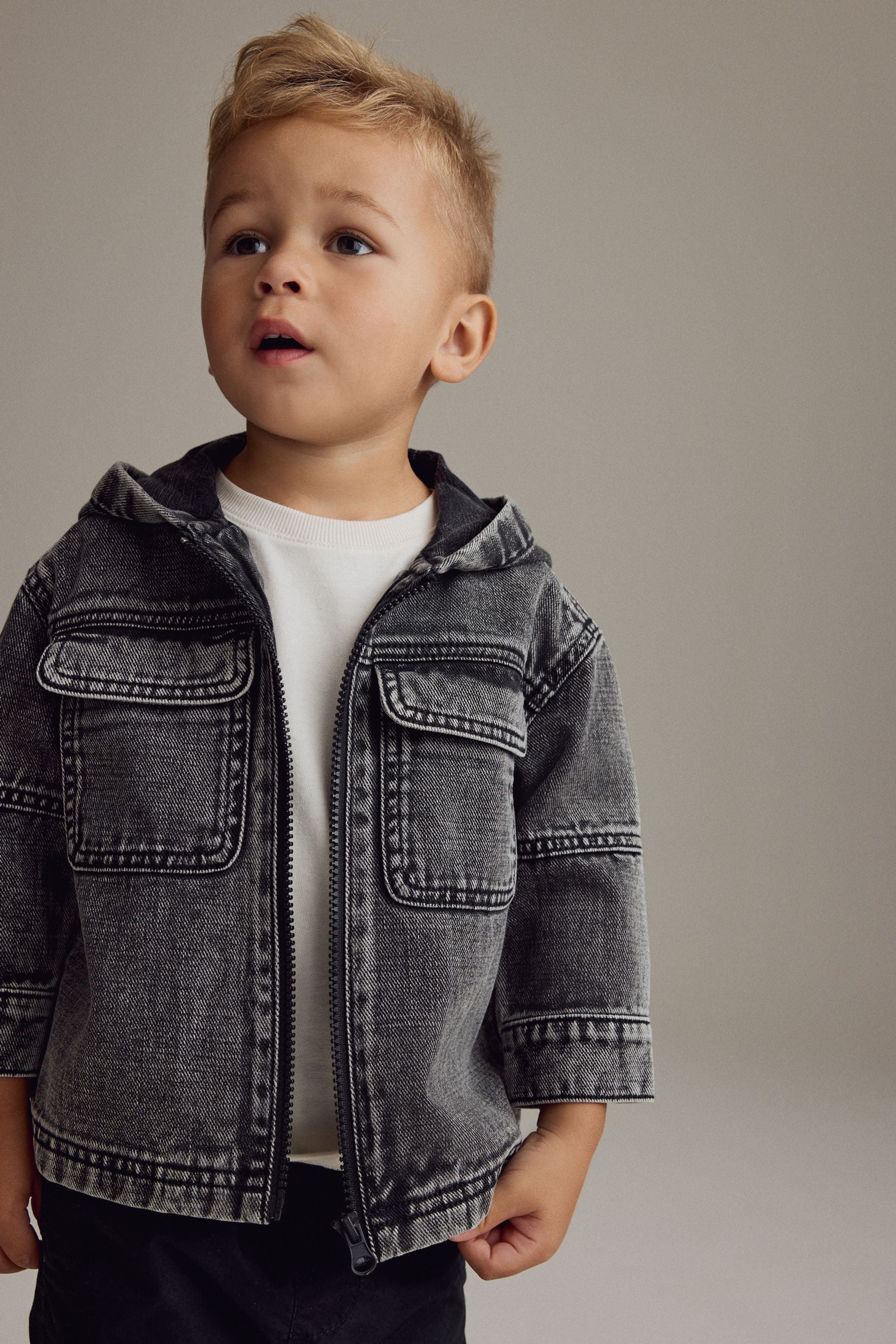 Grey 100% Cotton Denim Shacket (3mths-7yrs)