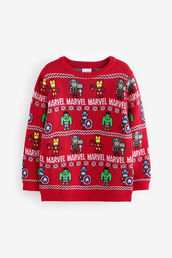 Marvel Avengers Christmas Fairisle Pattern Crew Neck Jumper (3-16yrs)