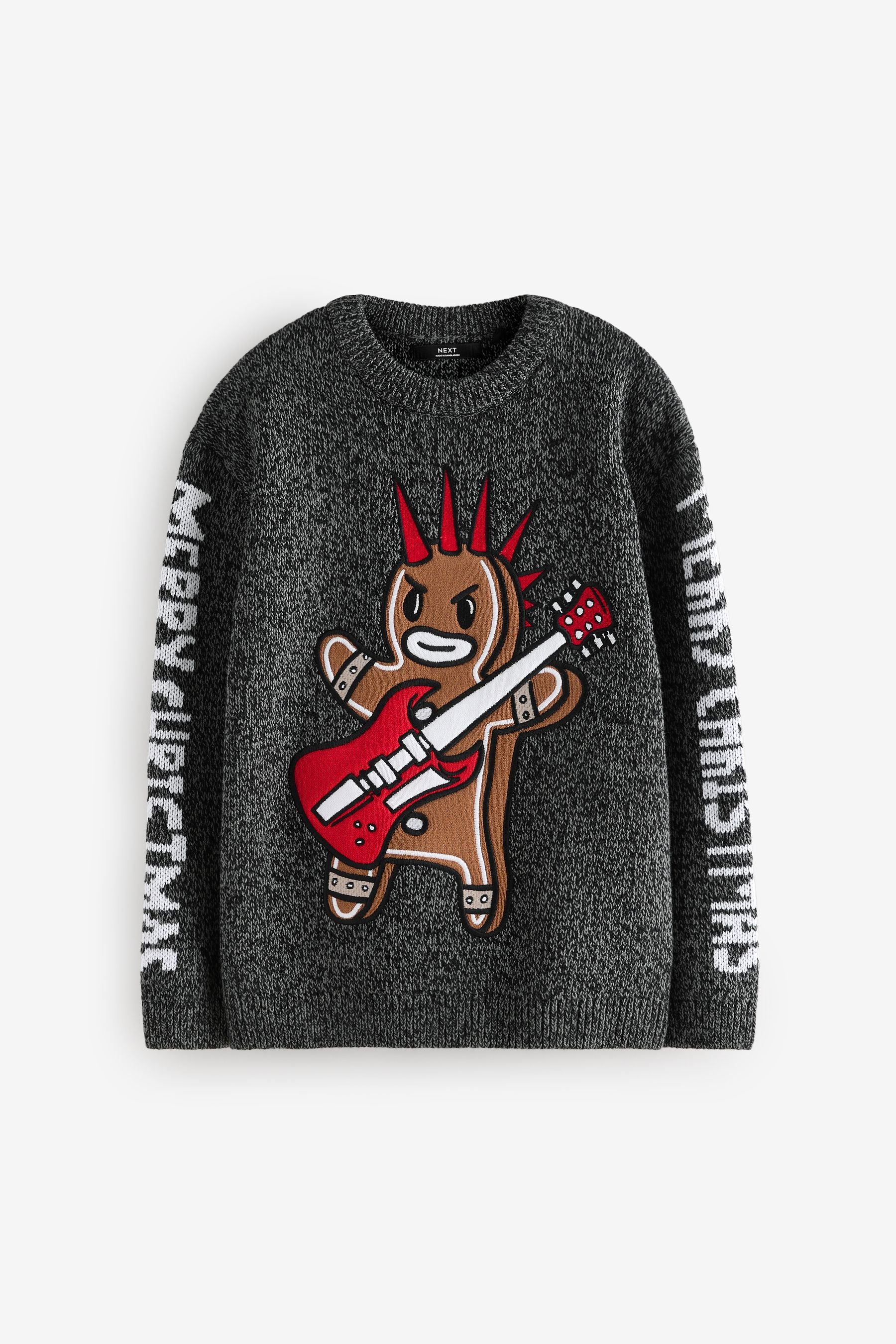 Charcoal Grey Gingerbread Christmas 100% Cotton Jumper (3-16yrs)