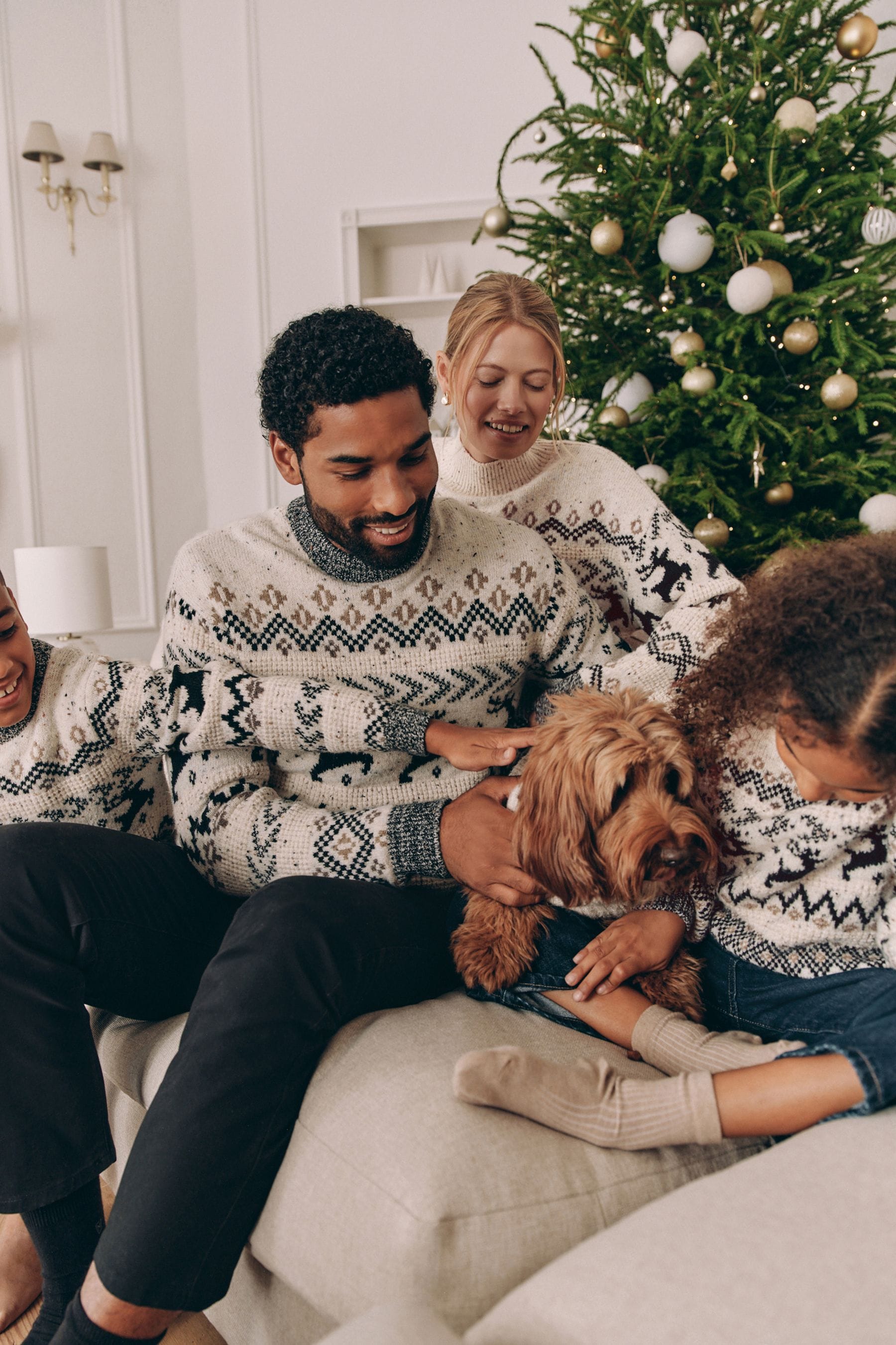 Black/White Matching Family Boys Christmas Fairisle Pattern Stag Jumper (3mths-16yrs)