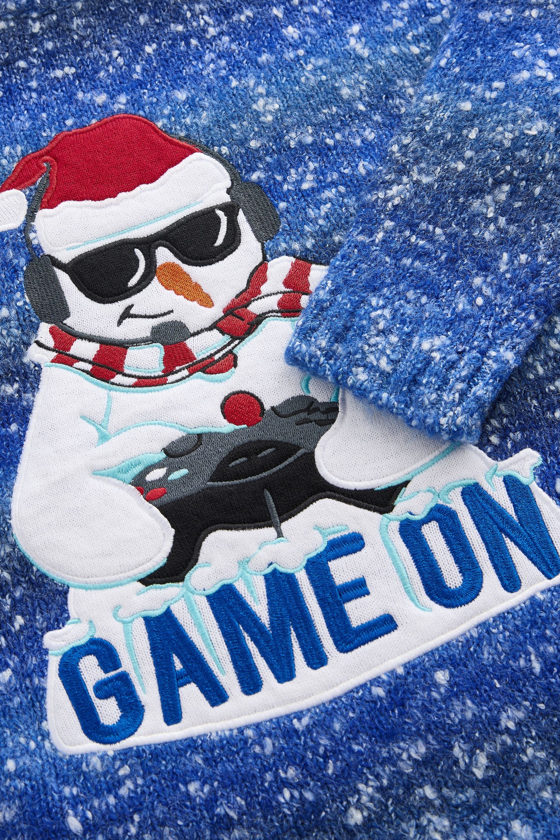 Blue Gaming Snowman Christmas Jumper (3-16yrs)