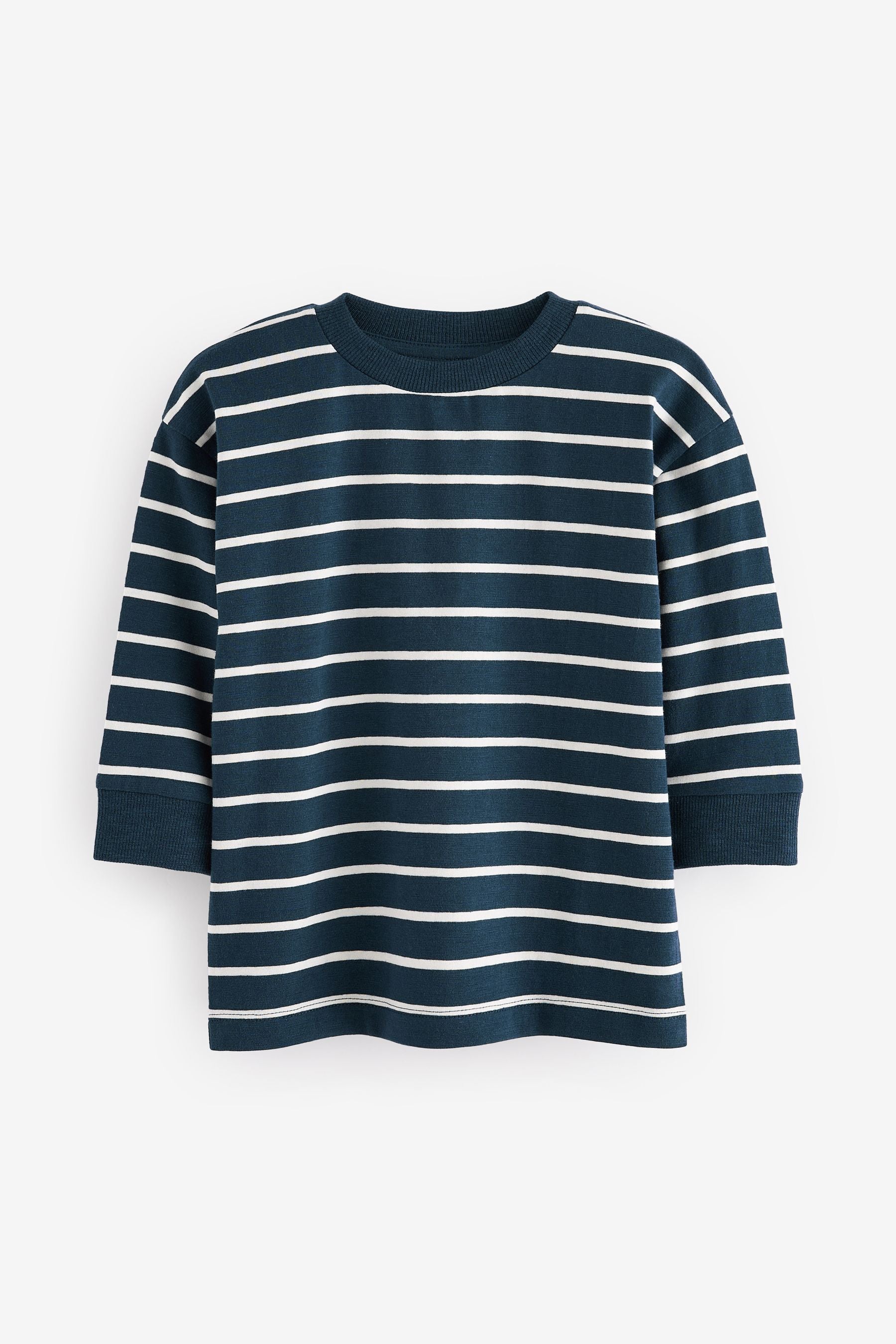 Navy Blue/White Long Sleeve Stripe T-Shirt (3mths-7yrs)