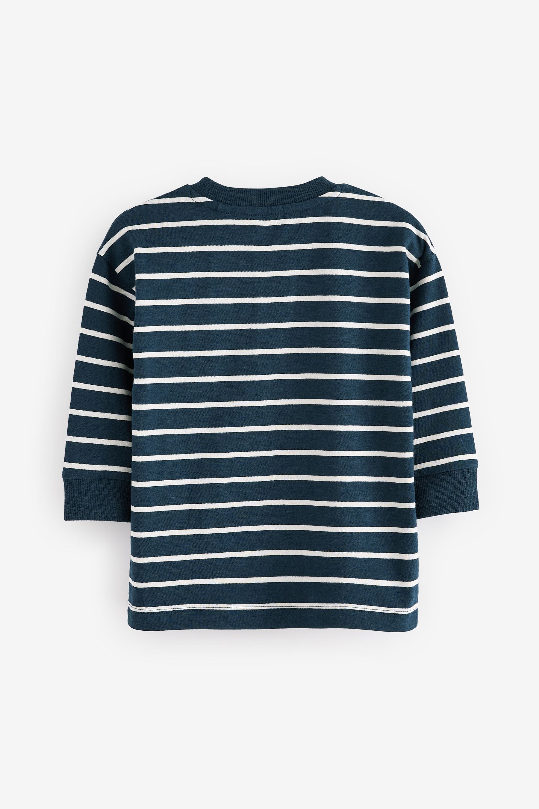 Navy Blue/White Long Sleeve Stripe T-Shirt (3mths-7yrs)