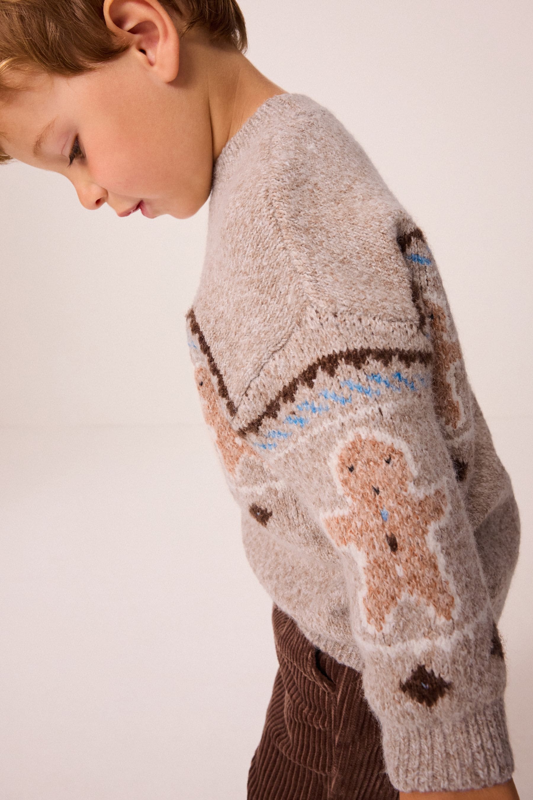 Neutral Gingerbread Christmas Crew Neck Jumper (3mths-7yrs)