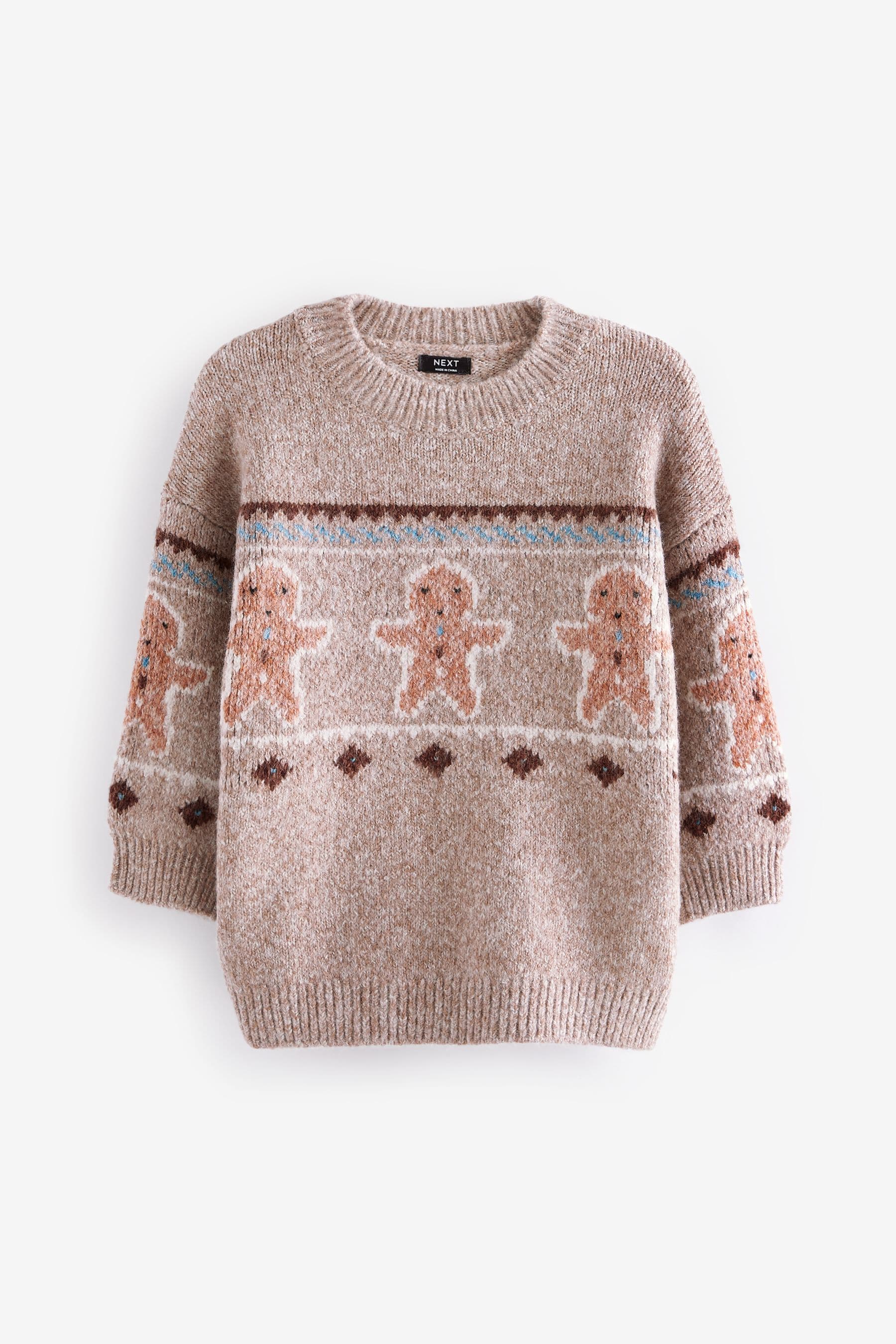 Neutral Gingerbread Christmas Crew Neck Jumper (3mths-7yrs)