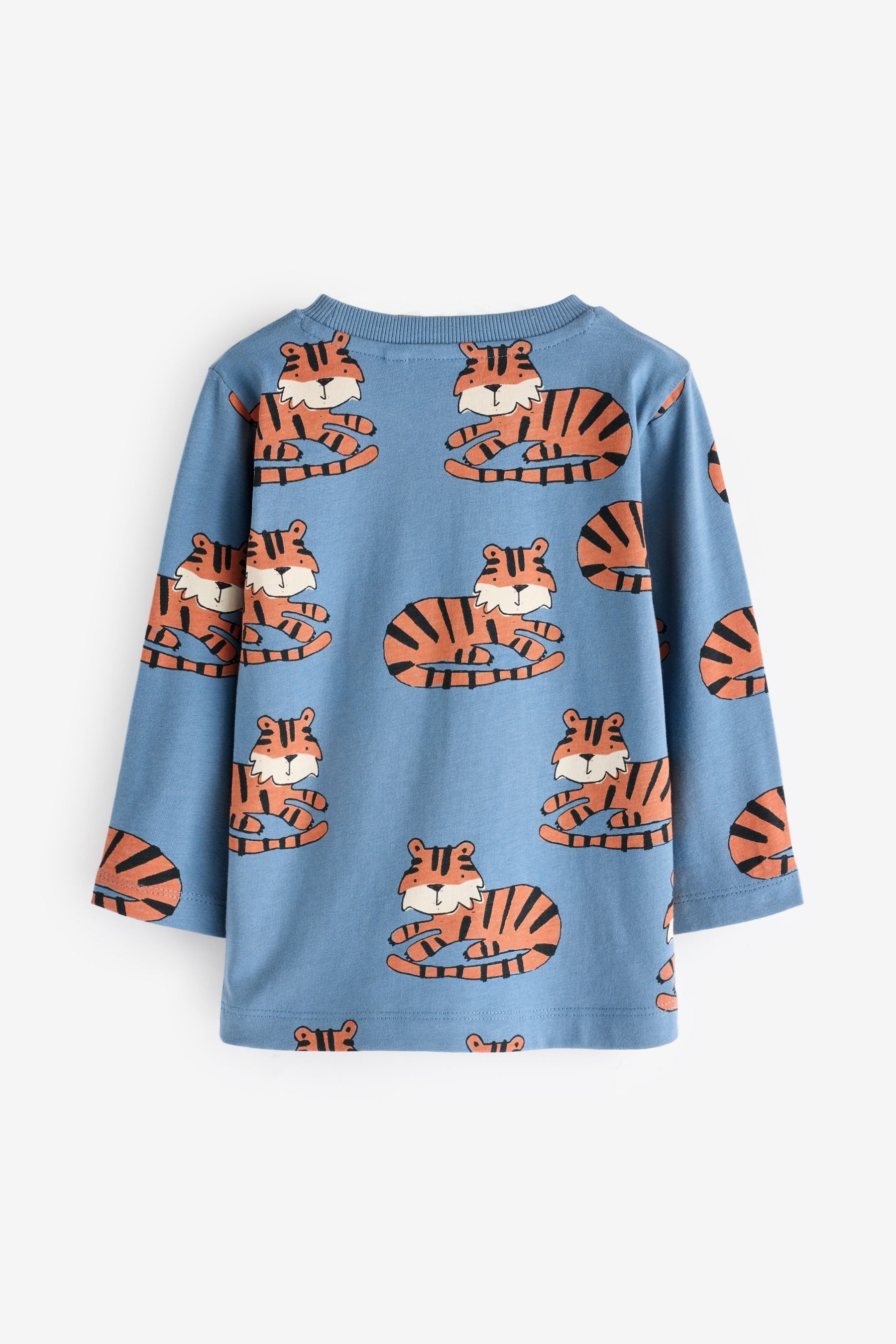 Neutral/Tan 100% Cotton Long Sleeve Animal Print Character T-Shirts 3 Pack (3mths-7yrs)