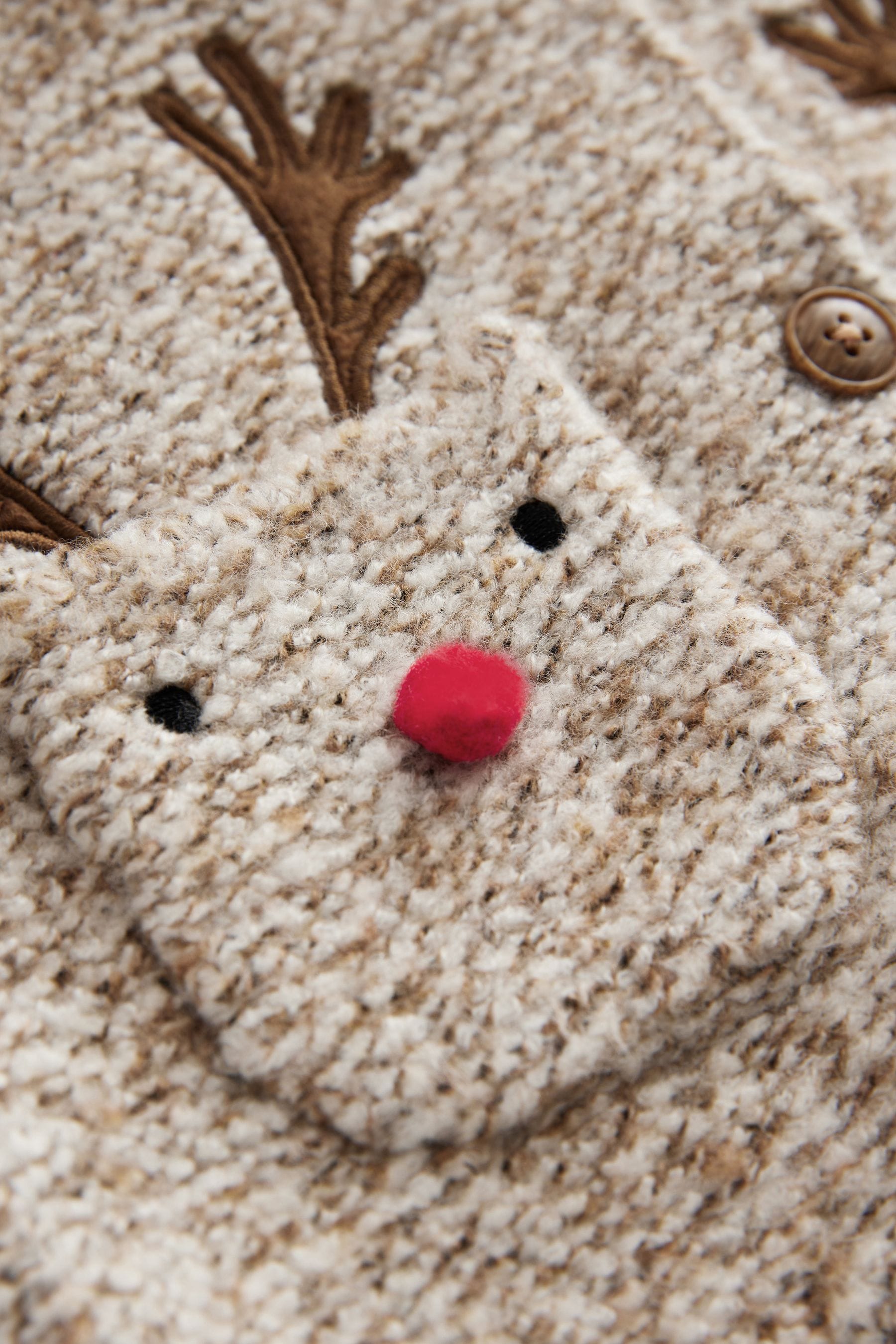 Neutral Reindeer Christmas Cardigan (3mths-7yrs)