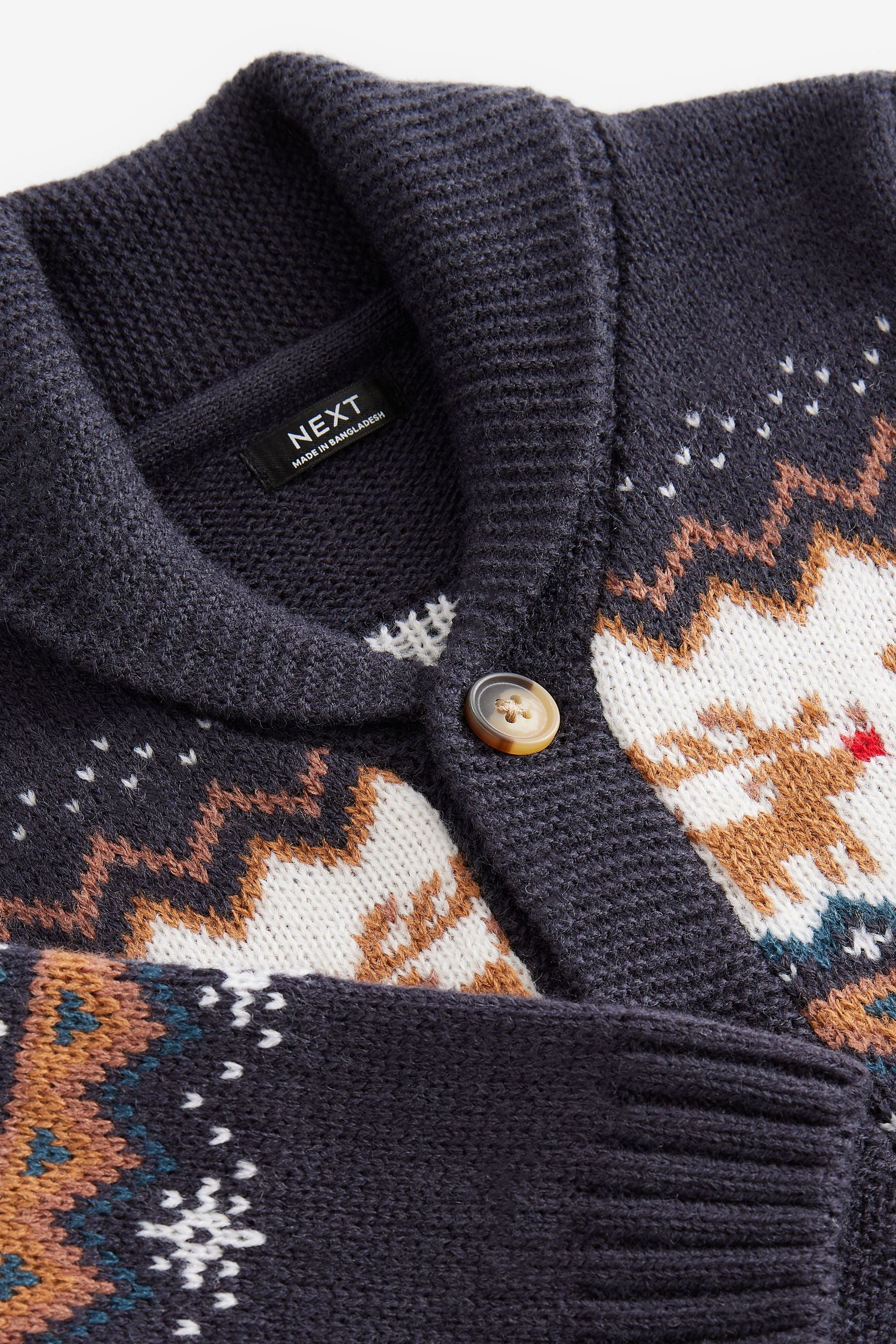 Navy Blue Fairisle Christmas Knitted Cardigan (3mths-7yrs)