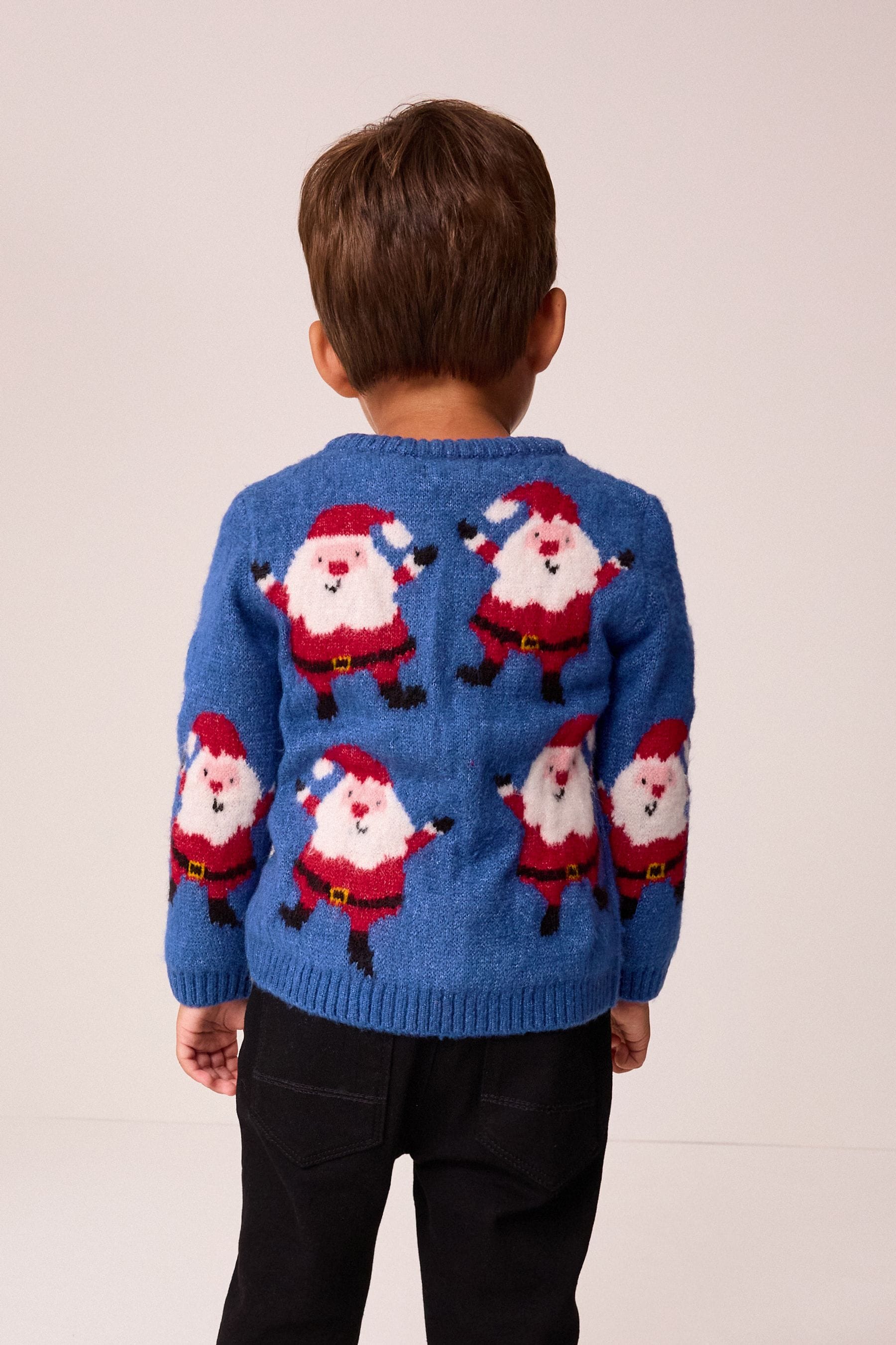 Blue Santa Christmas Crew Neck Jumper (3mths-7yrs)