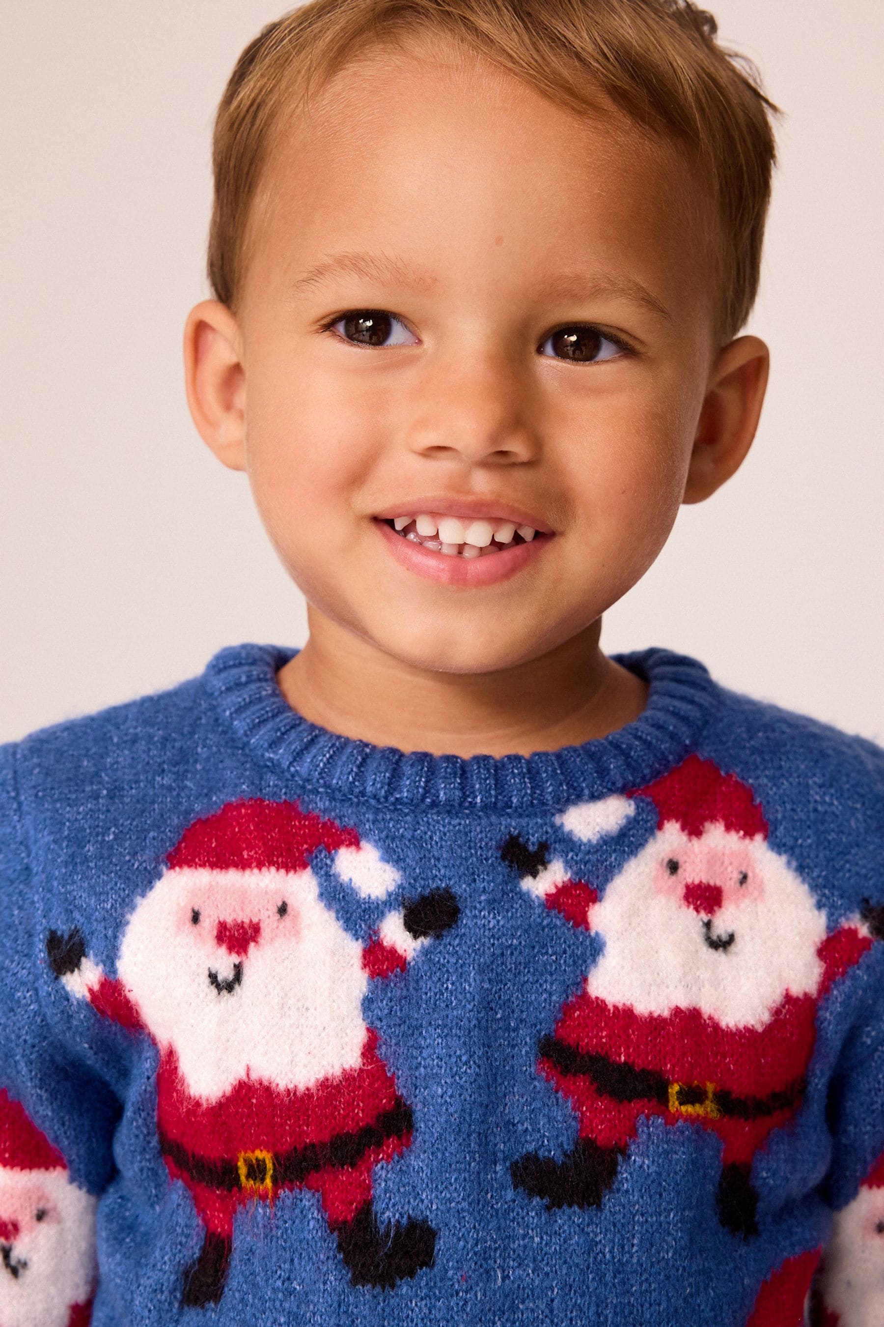 Blue Santa Christmas Crew Neck Jumper (3mths-7yrs)