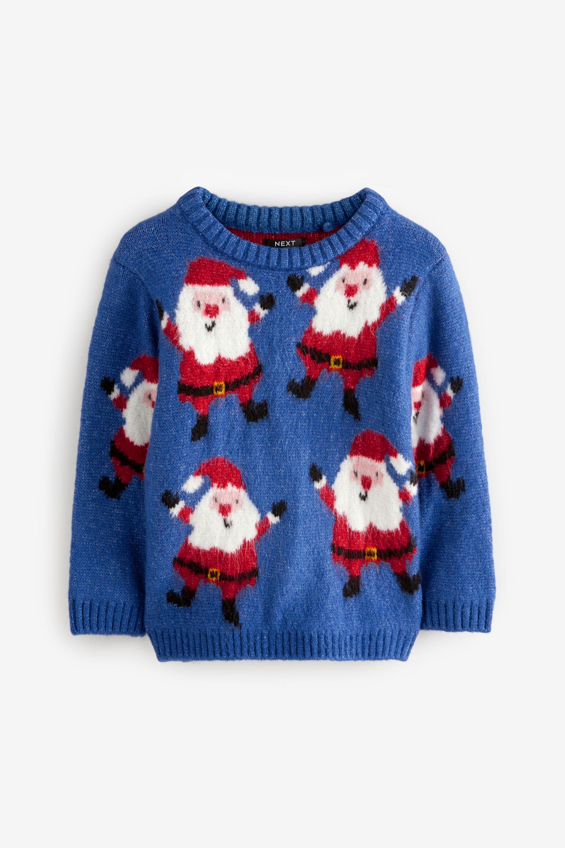 Blue Santa Christmas Crew Neck Jumper (3mths-7yrs)