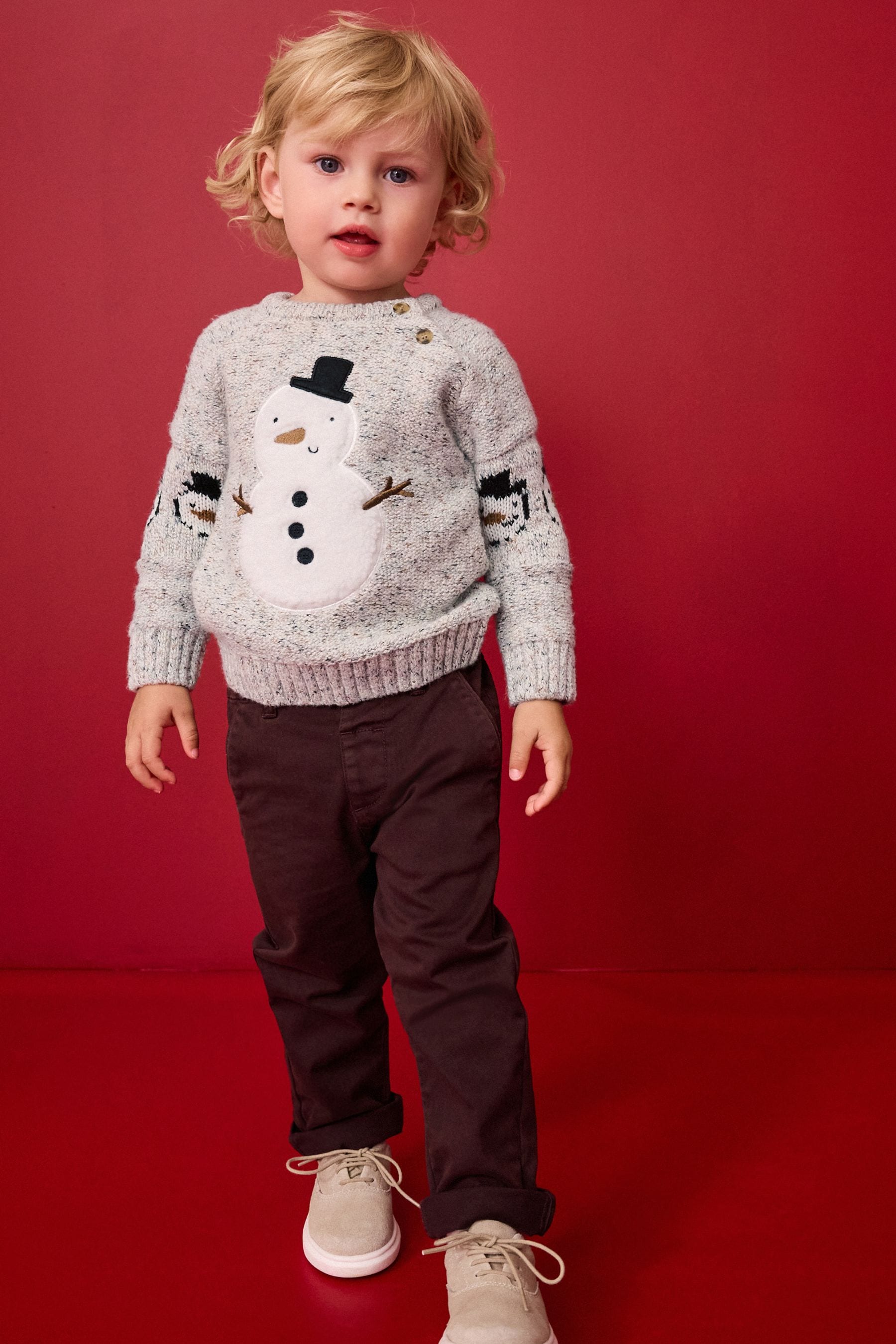 Grey Snowman Christmas Crew Neck Jumper (3mths-7yrs)