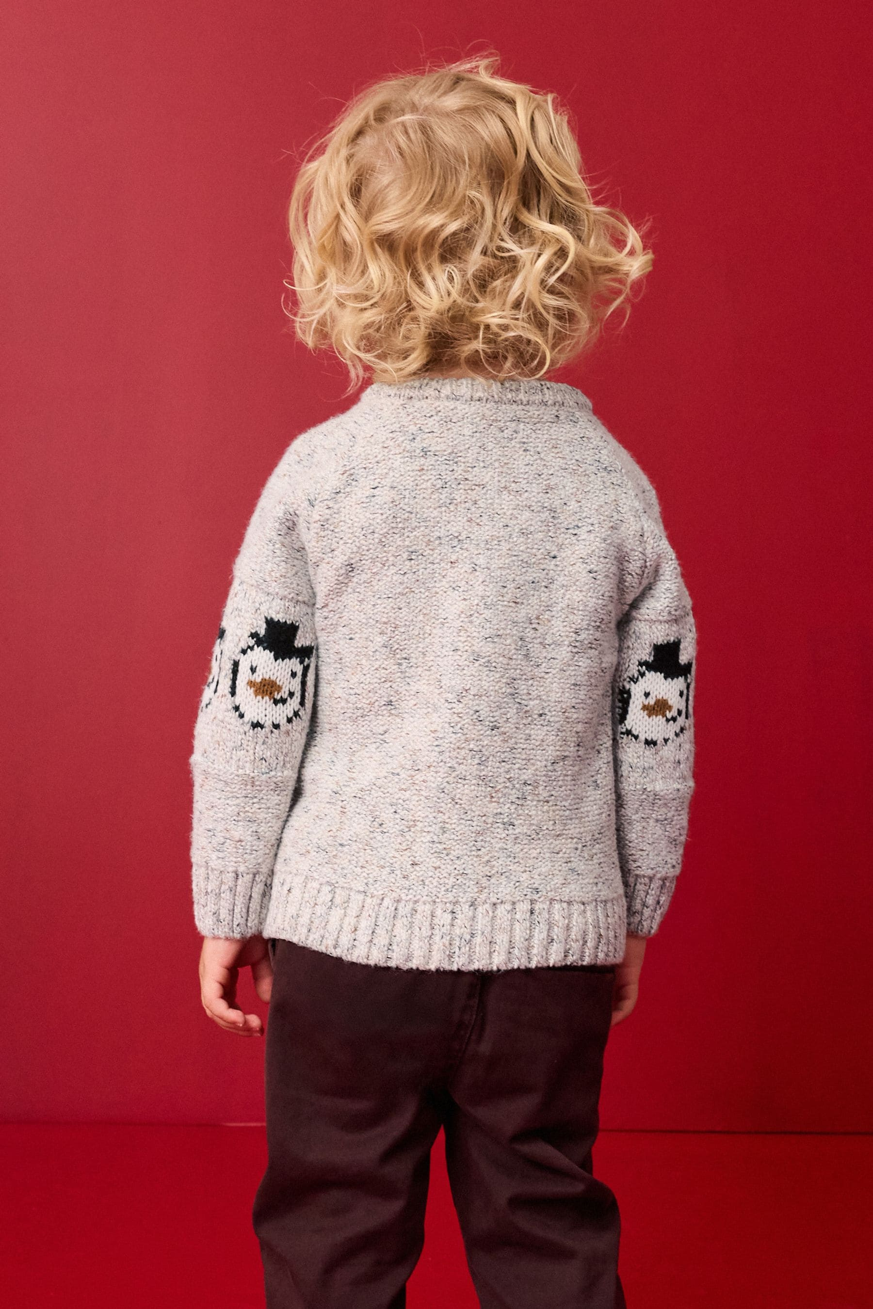 Grey Snowman Christmas Crew Neck Jumper (3mths-7yrs)