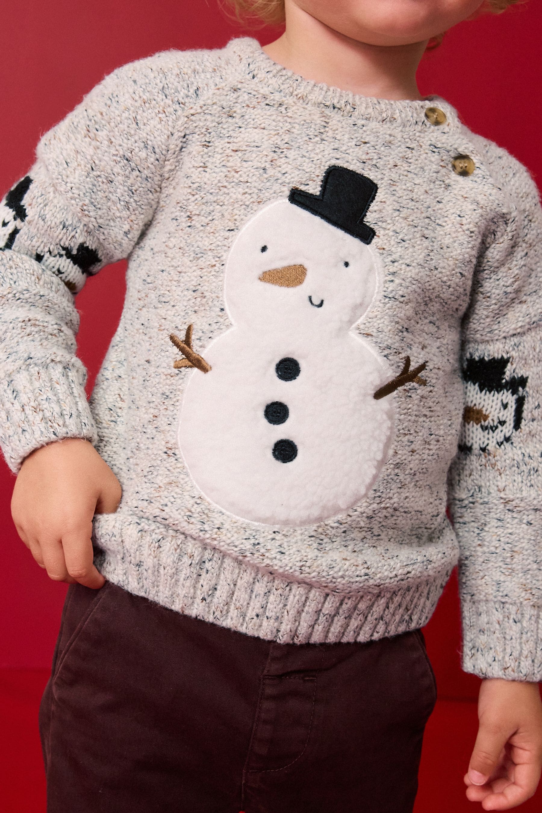 Grey Snowman Christmas Crew Neck Jumper (3mths-7yrs)