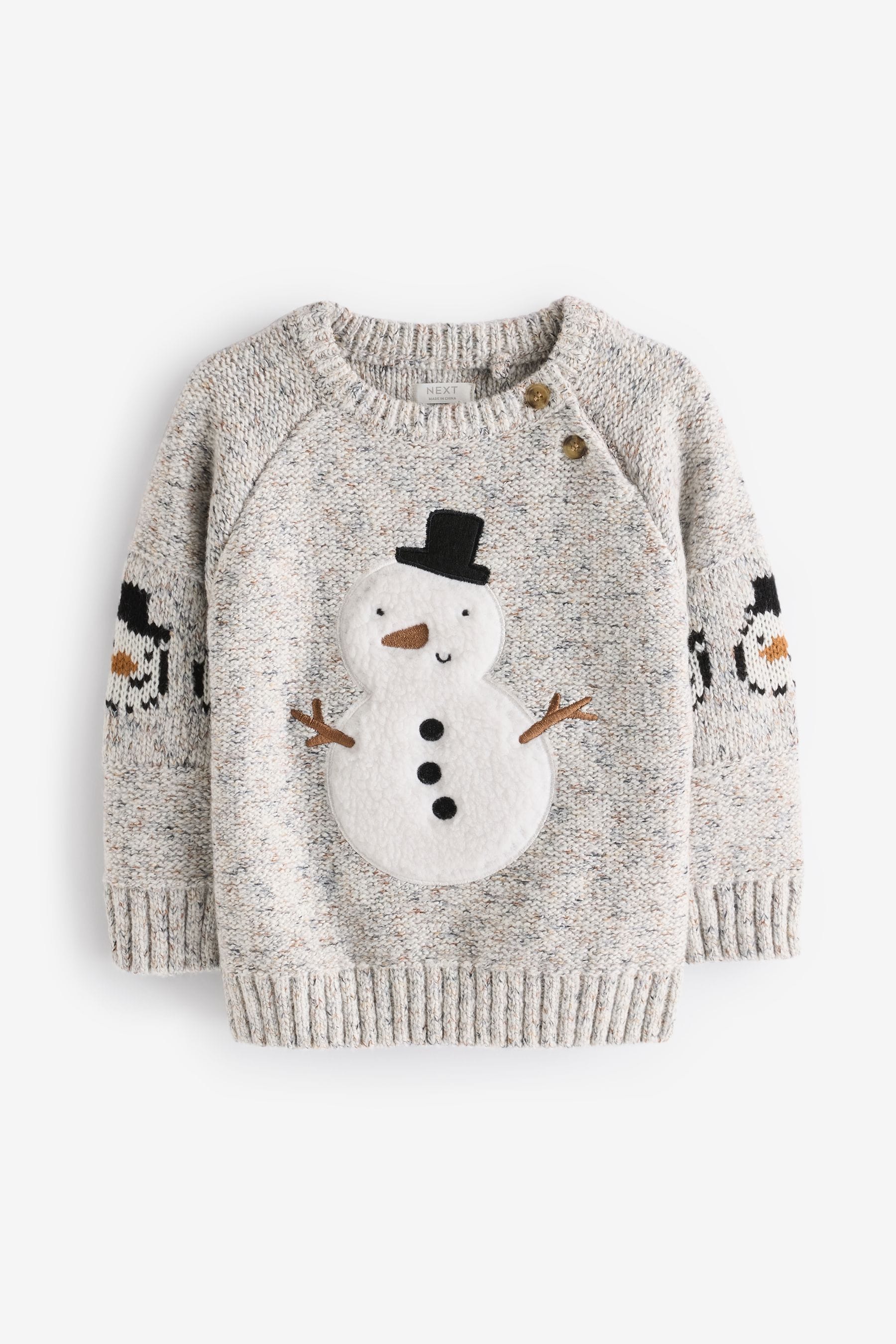 Grey Snowman Christmas Crew Neck Jumper (3mths-7yrs)