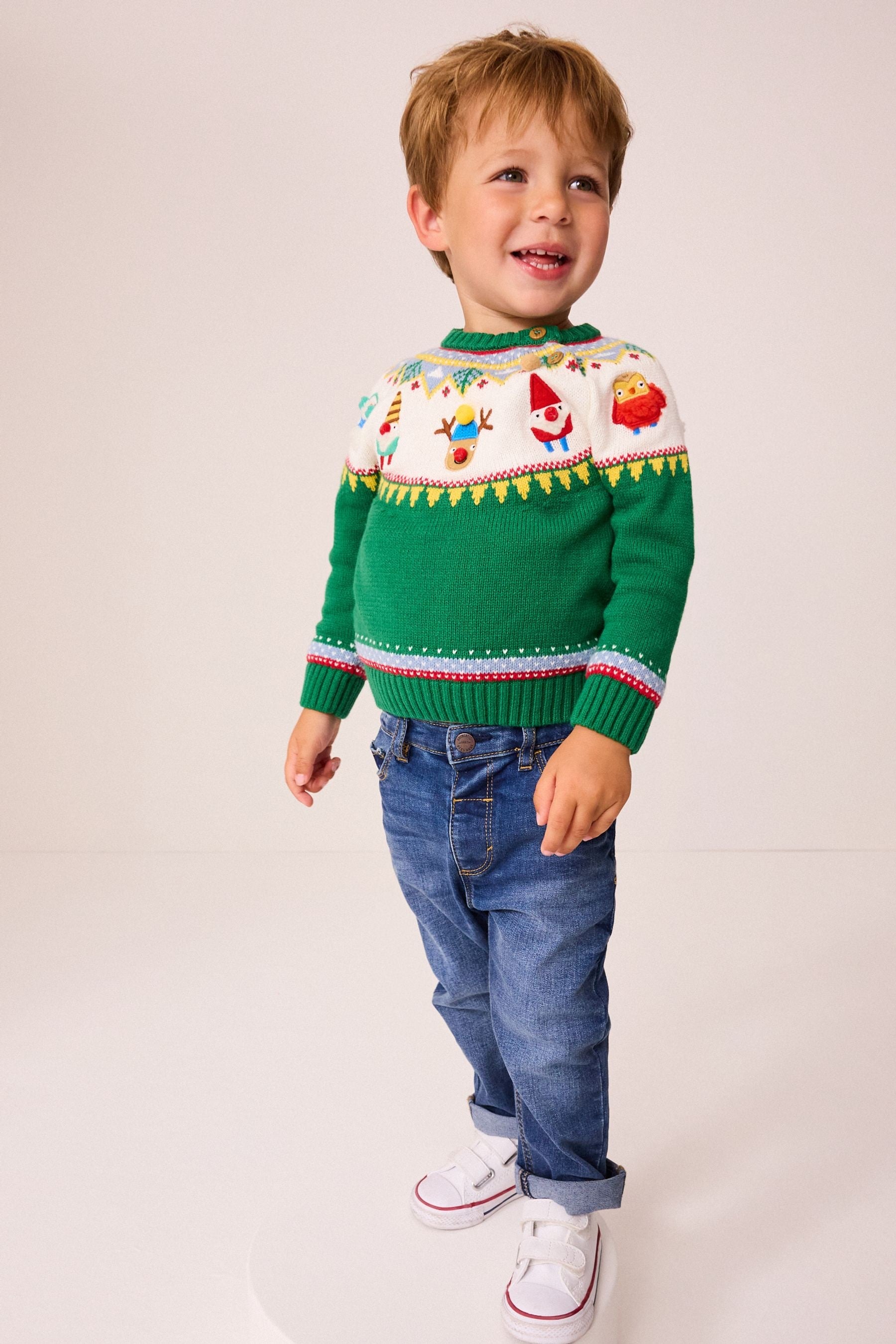 Green Characters Christmas Crew Neck Jumper (3mths-7yrs)