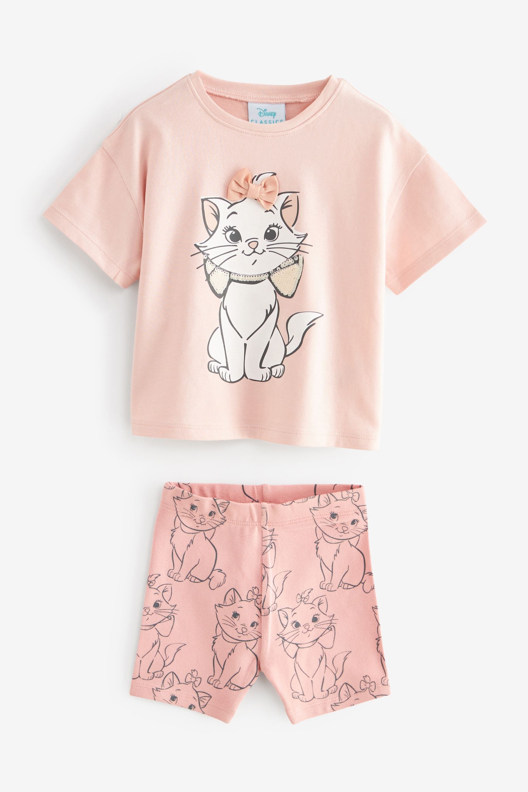 Pink Disney Aristocat Marie Short Sleeve T-Shirt and Short Set (3mths-7yrs)