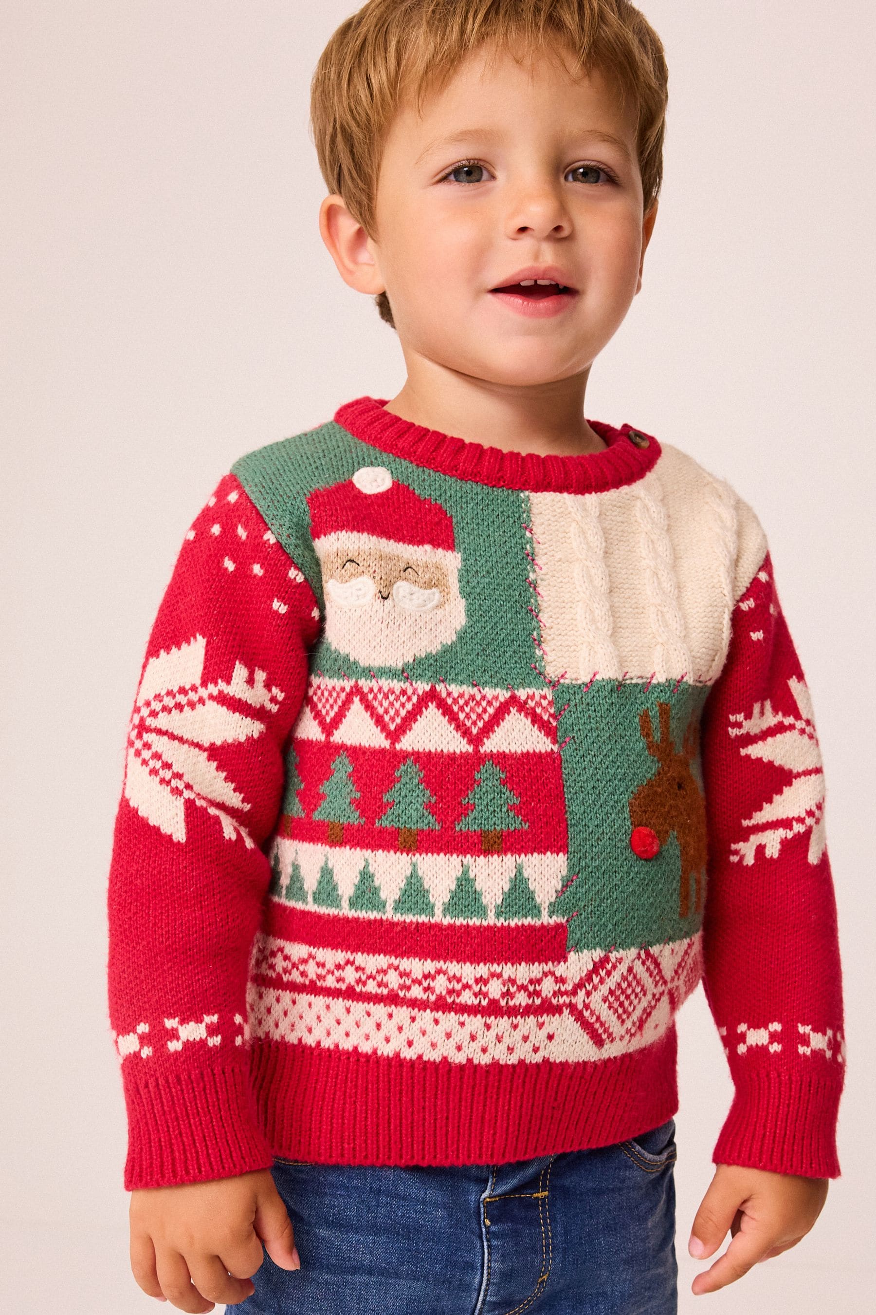 Red Patchwork Christmas Jumper (3mths-7yrs)