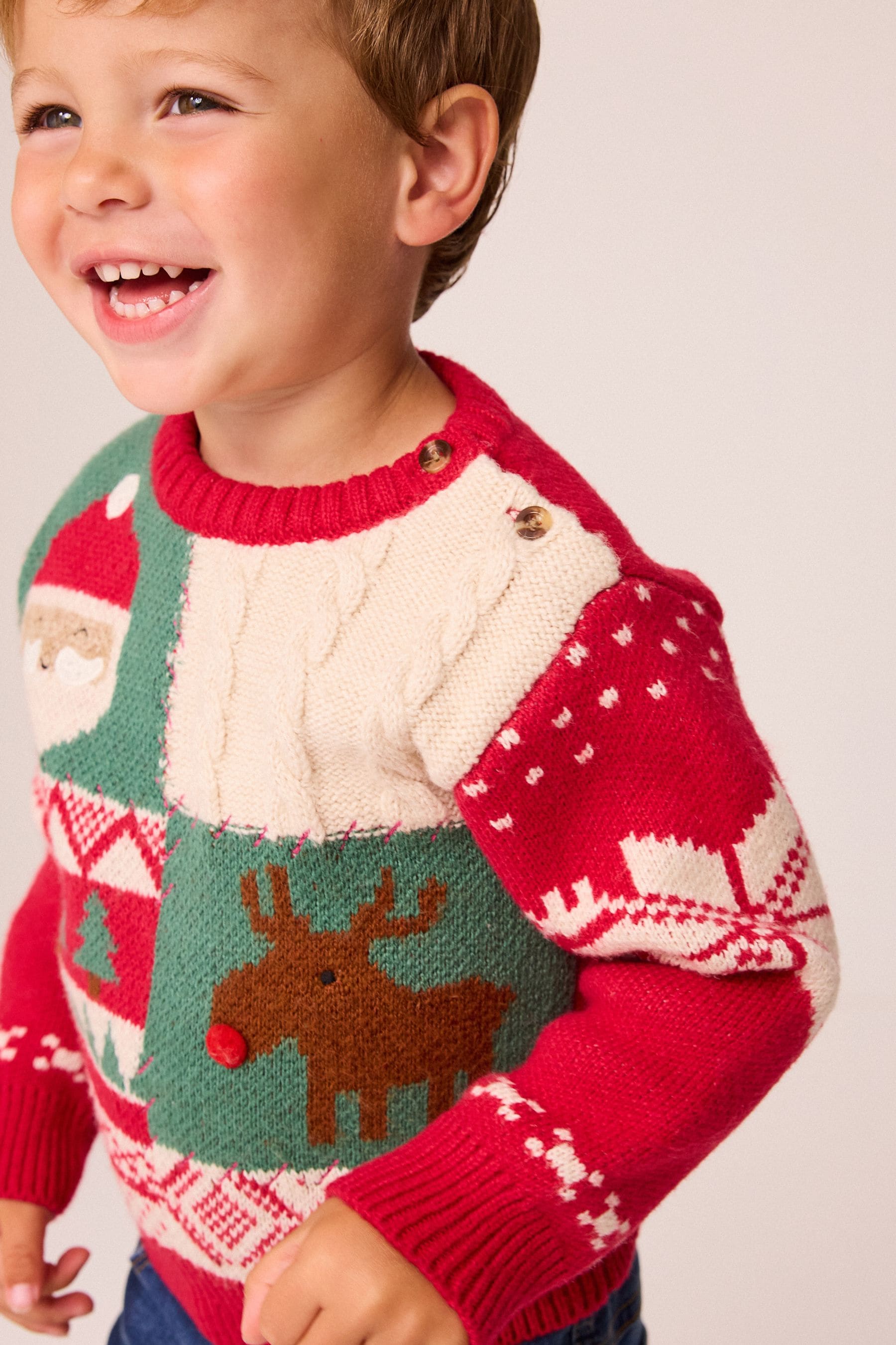 Red Patchwork Christmas Jumper (3mths-7yrs)