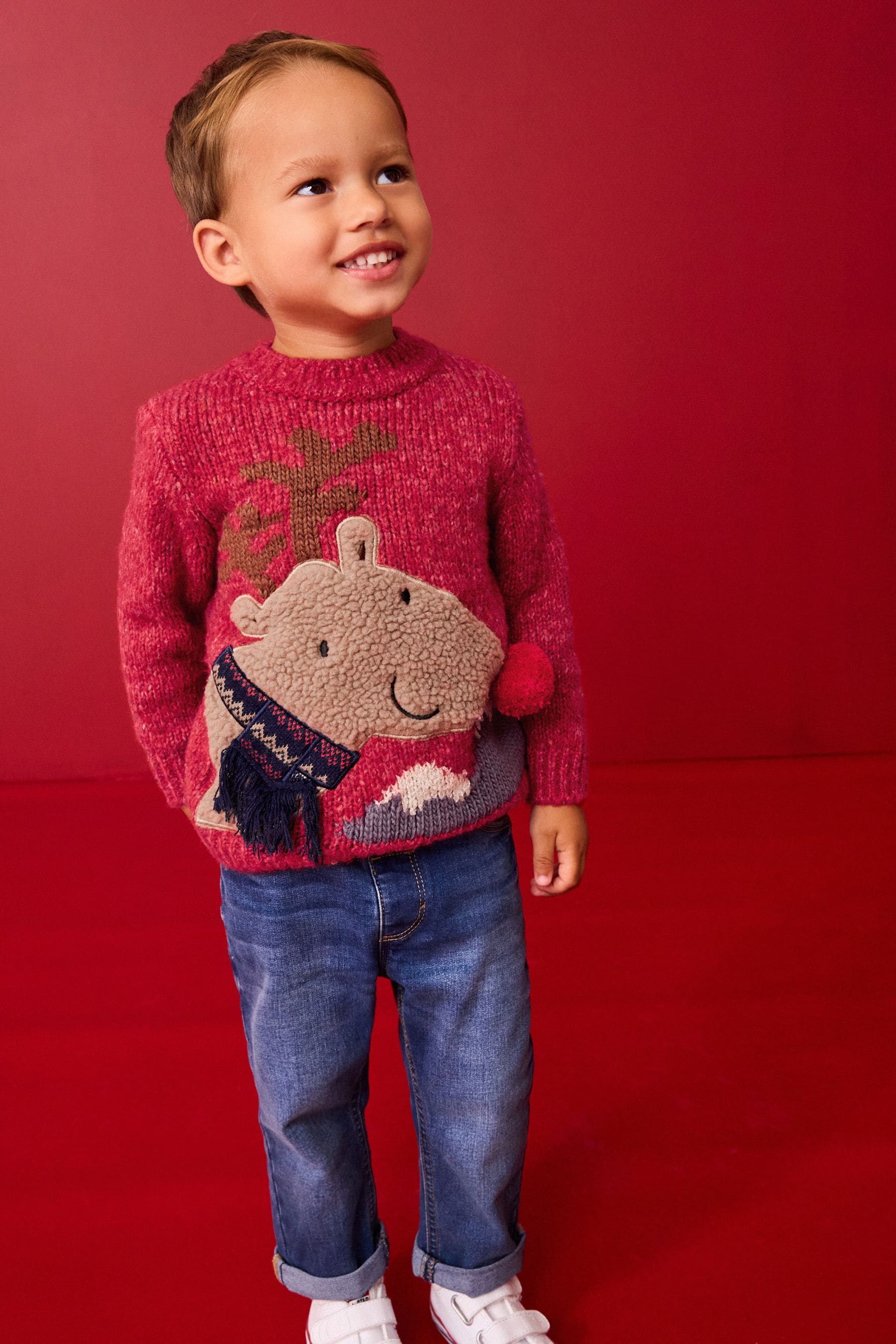 Red Reindeer Christmas Jumper (3mths-7yrs)