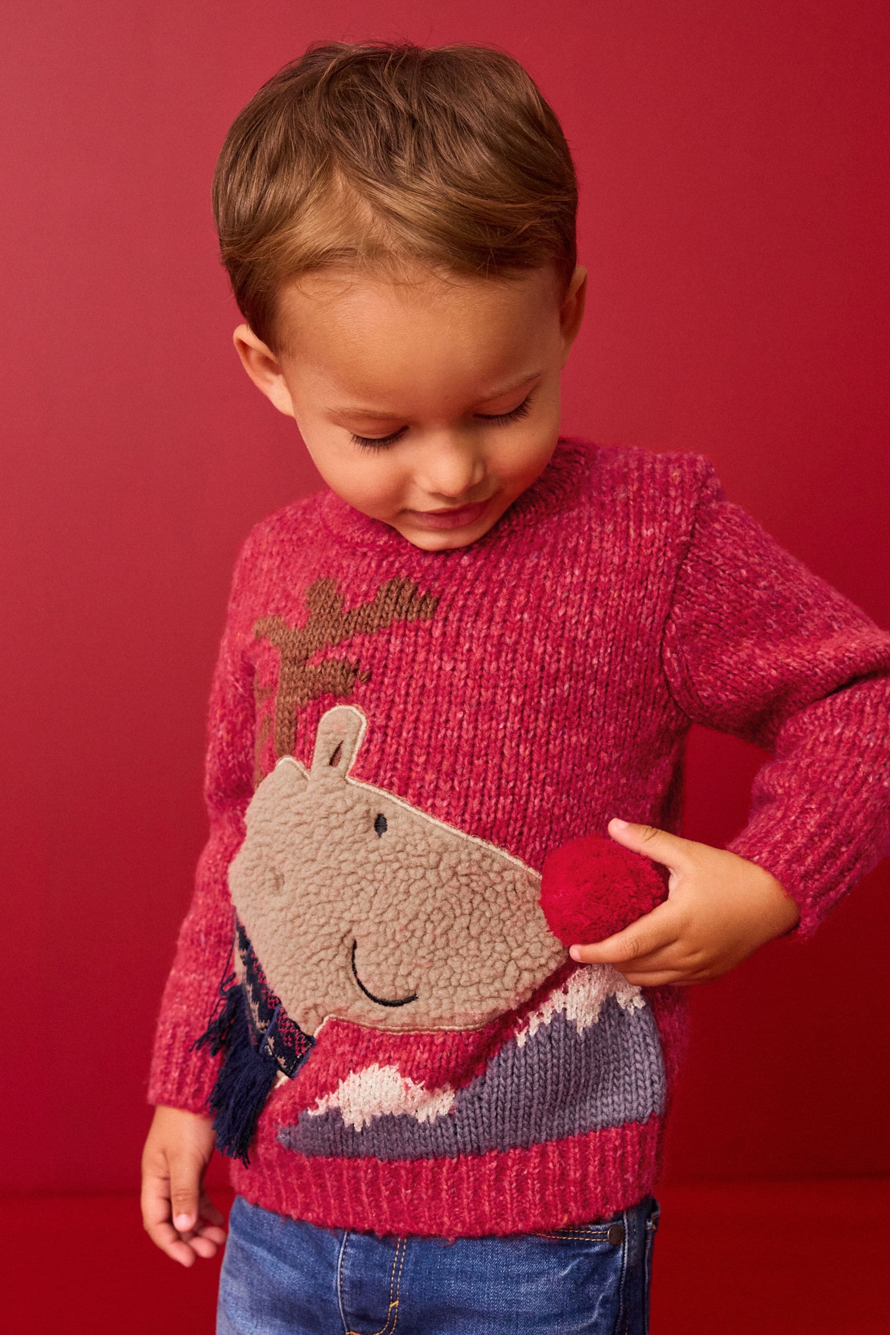 Red Reindeer Christmas Jumper (3mths-7yrs)