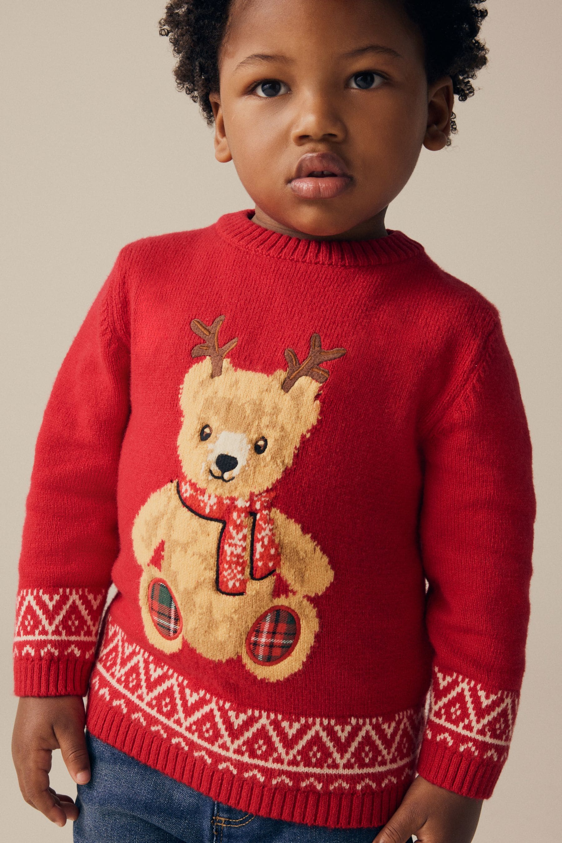 Red Bear Christmas Crew Neck Jumper (3mths-7yrs)