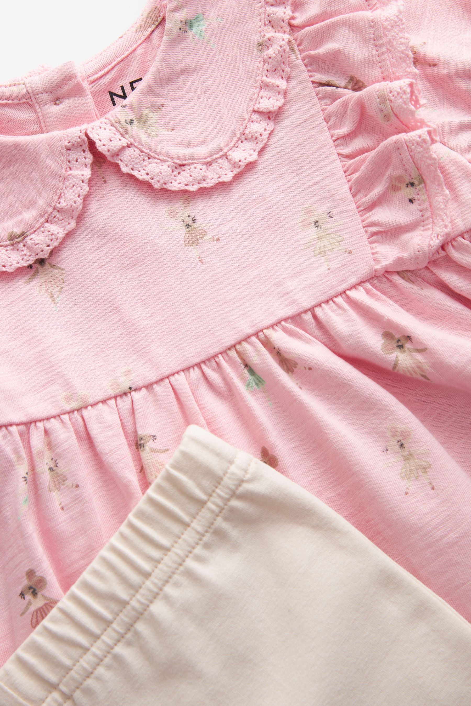 Pink Pretty Mouse Character Short Sleeve 100% Cotton Blouse and Cycle Shorts Set (3mths-7yrs)