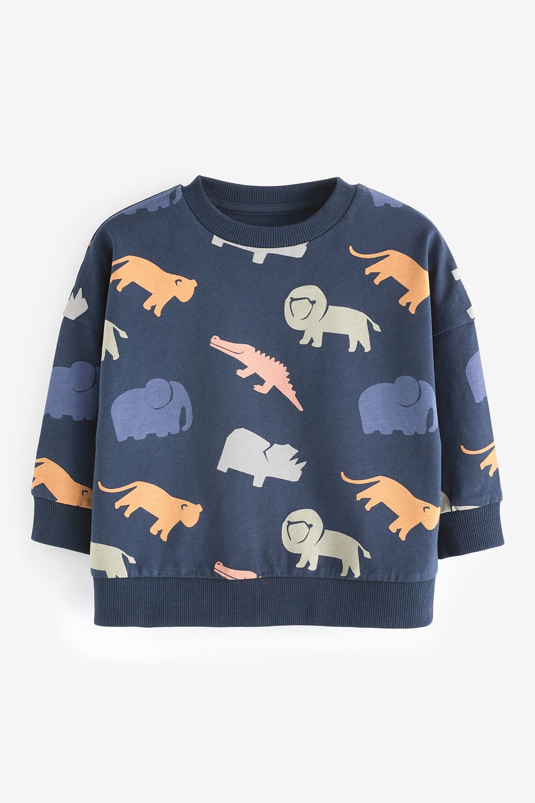 Navy Safari 100% Cotton Long Sleeve Character T-Shirt (3mths-7yrs)