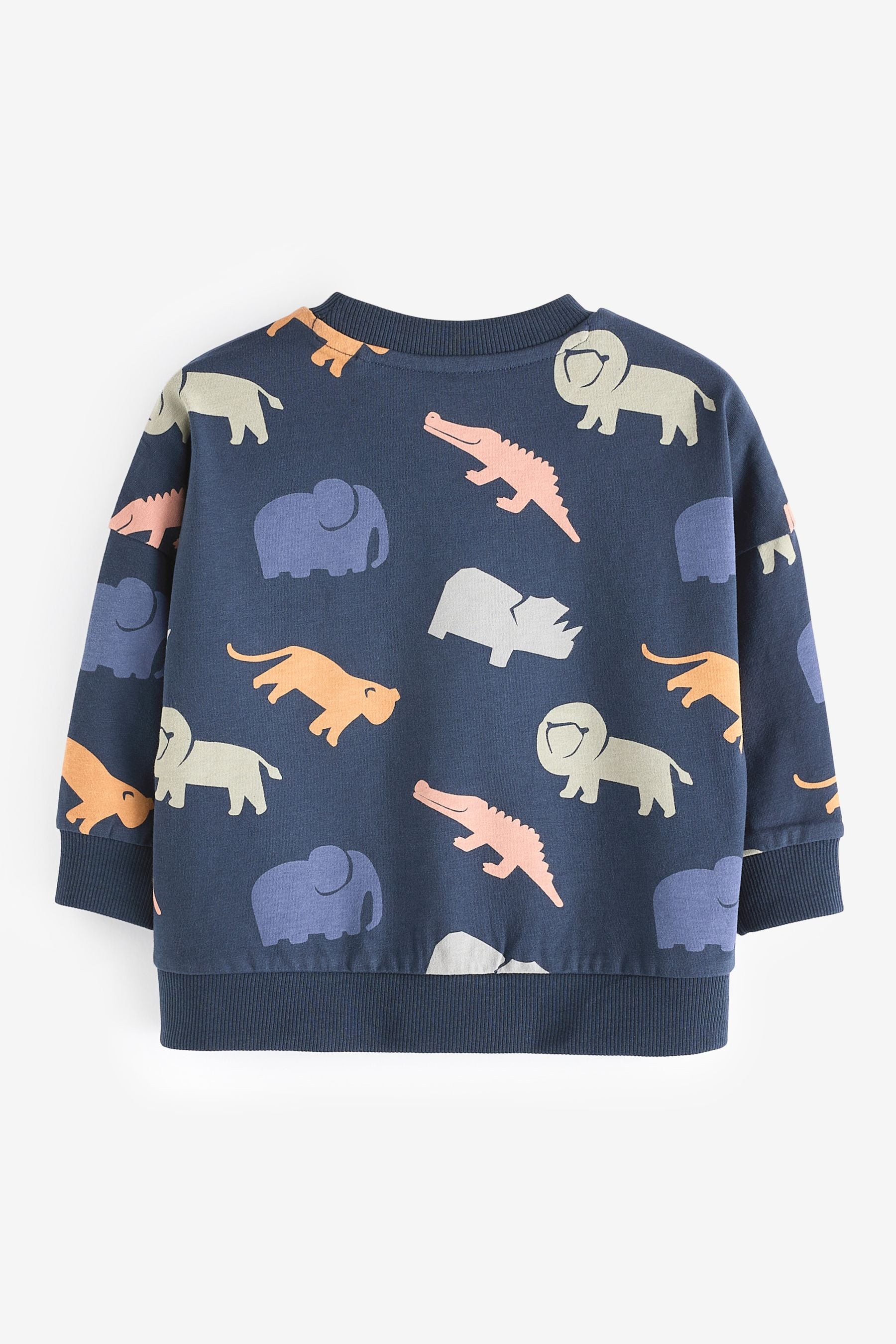 Navy Safari 100% Cotton Long Sleeve Character T-Shirt (3mths-7yrs)